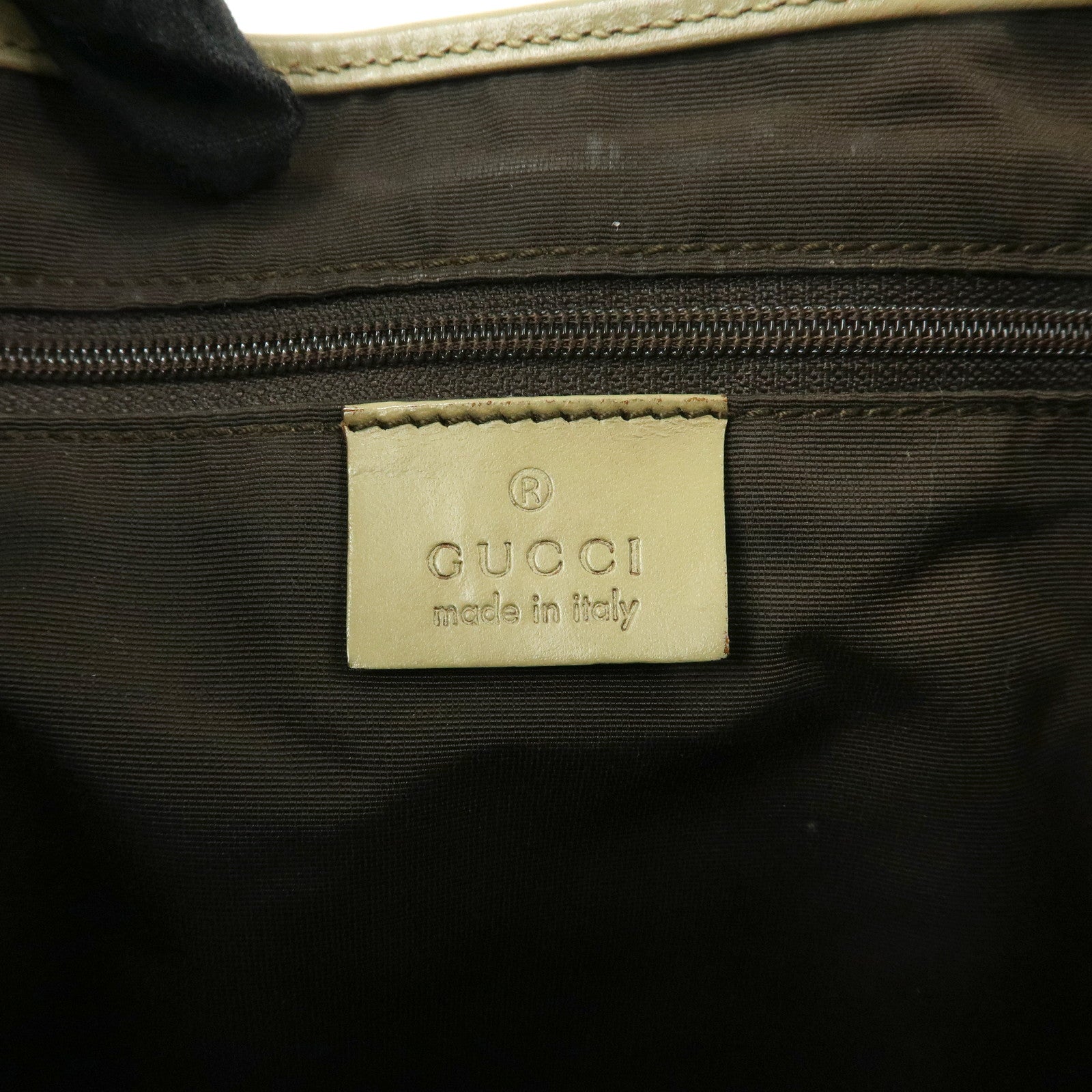 GUCCI Jackie Sherry GG Canvas Leather Shoulder Bag Khaki 00963