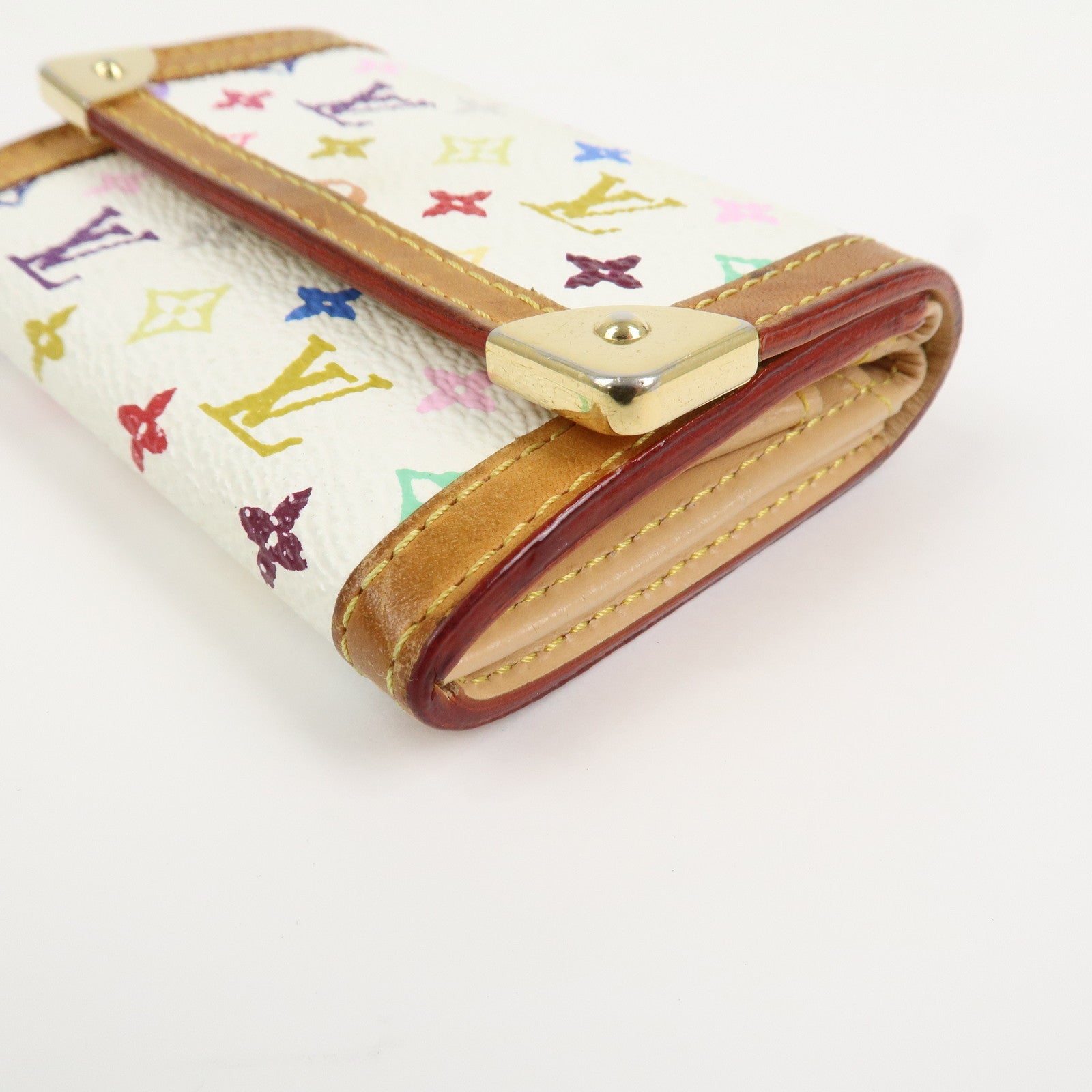 Louis Vuitton Multicolor Porte Monnaie Plat Coin Case Blanc M92657