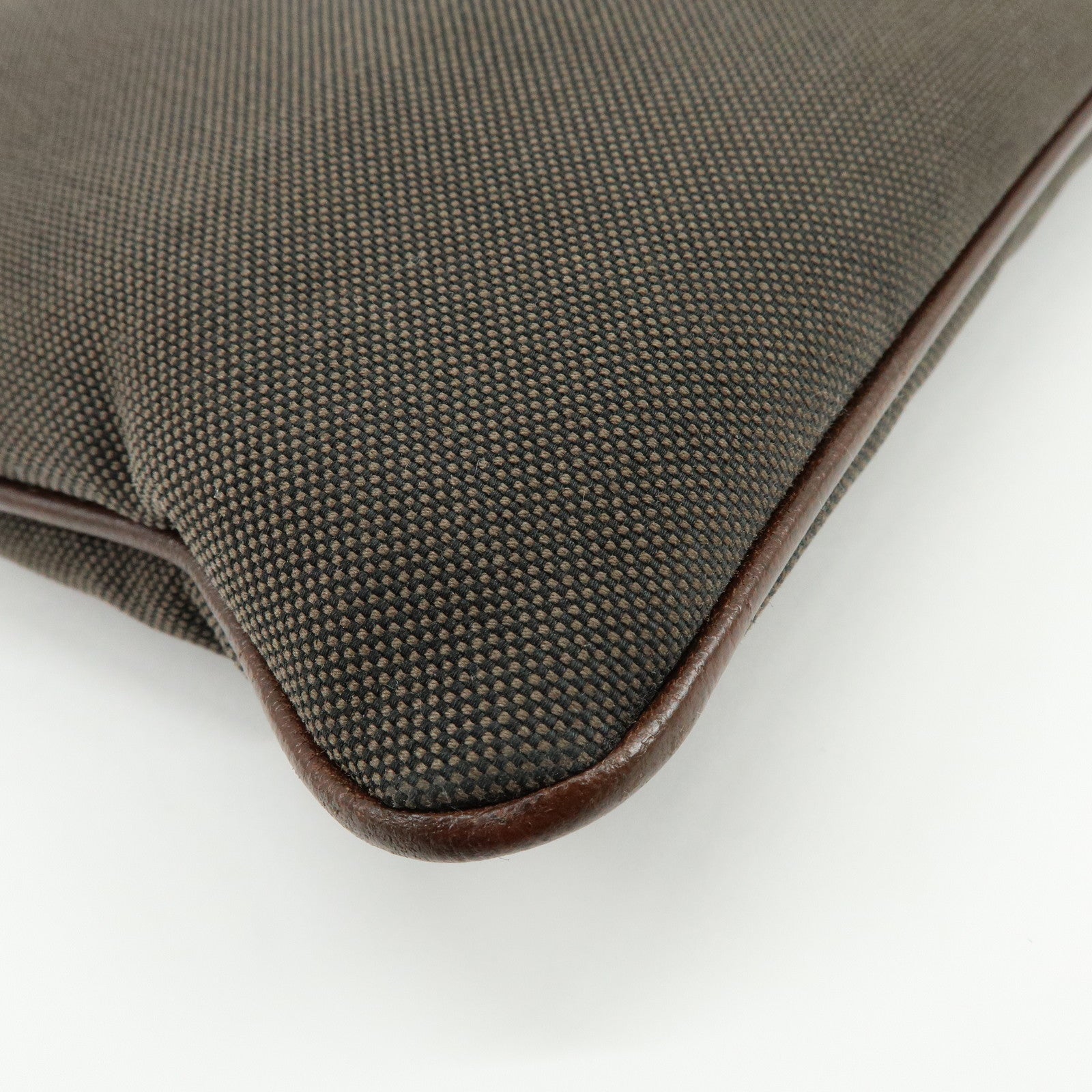 PRADA Logo Jacquard Leather Shoulder Bag Crossbody Bag Brown