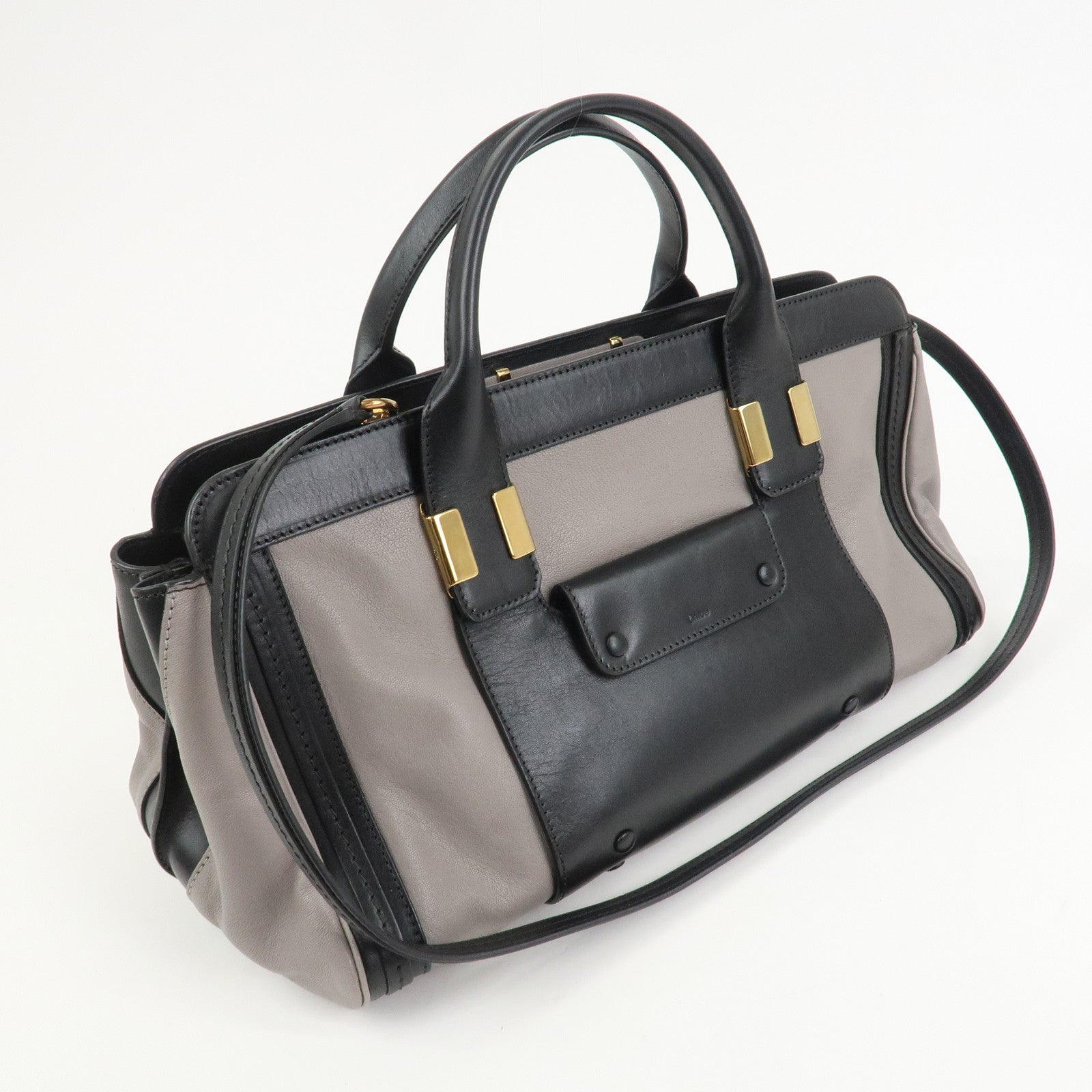 Chloe Leather Alice Bag 2Way Shoulder Hand Bag Black 04-13-50-65