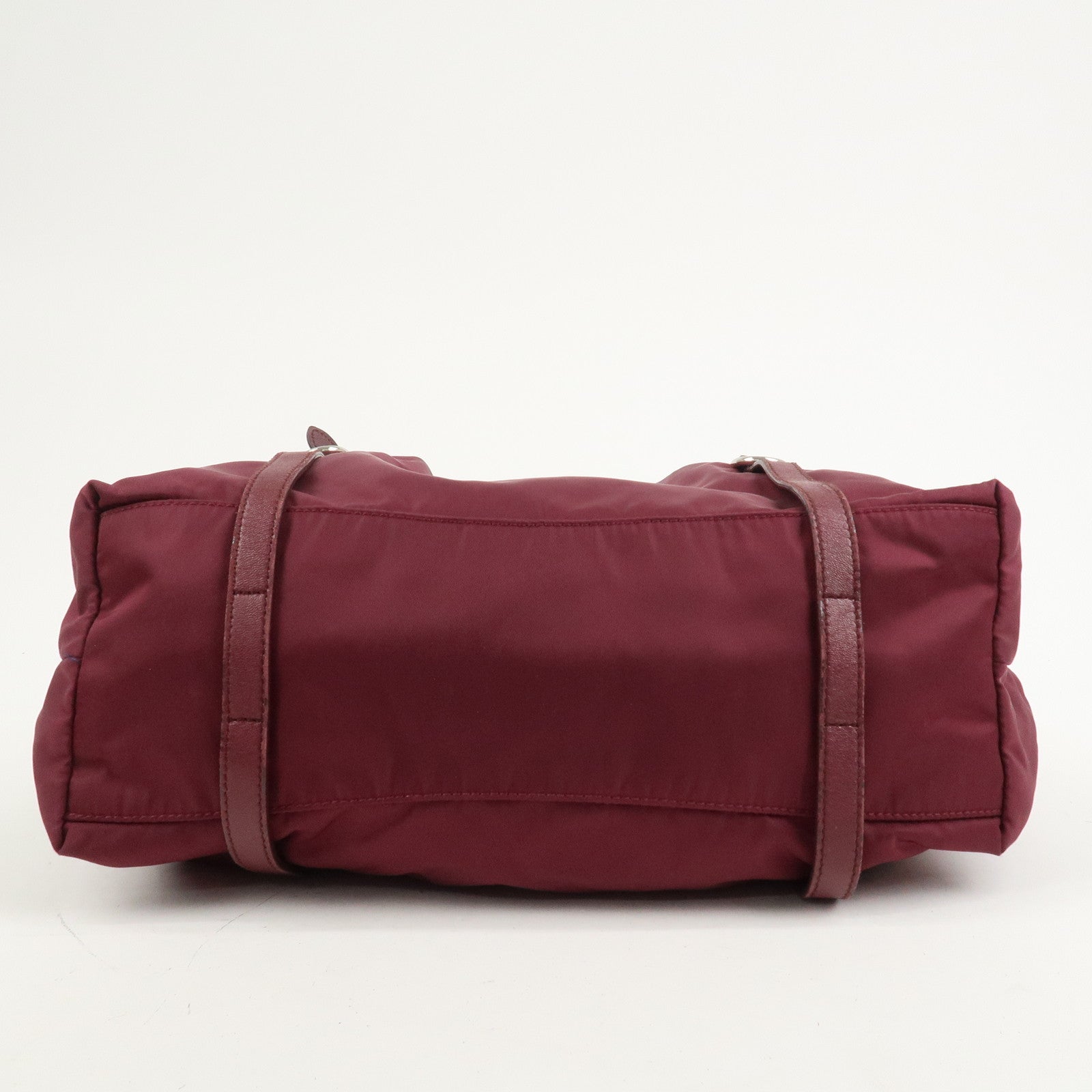 PRADA Triangle Nylon Leather Tote Bag Shoulder Bag Bordeaux
