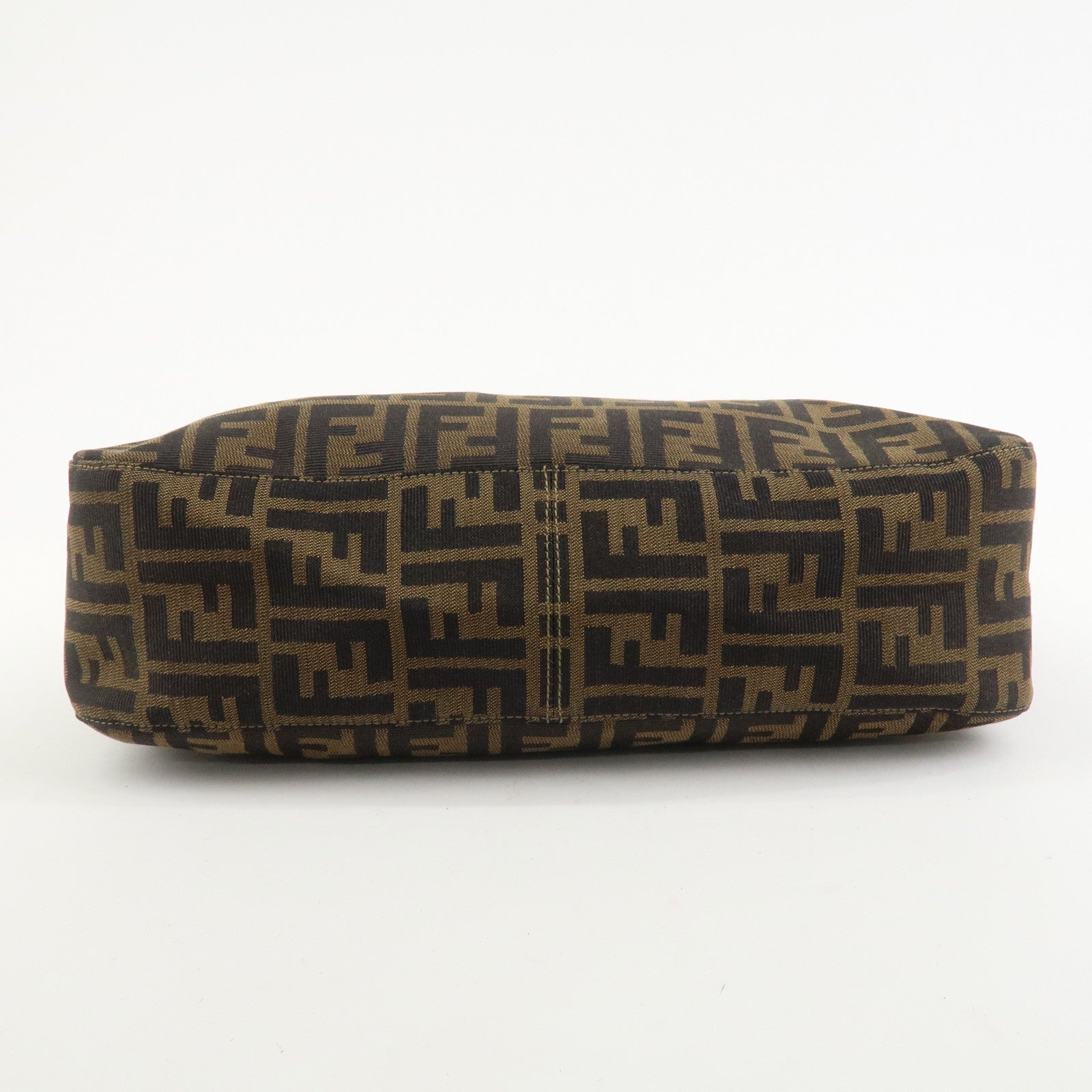 FENDI Zucca Canvas Leather Shoulder Bag Hand Bag Brown Black