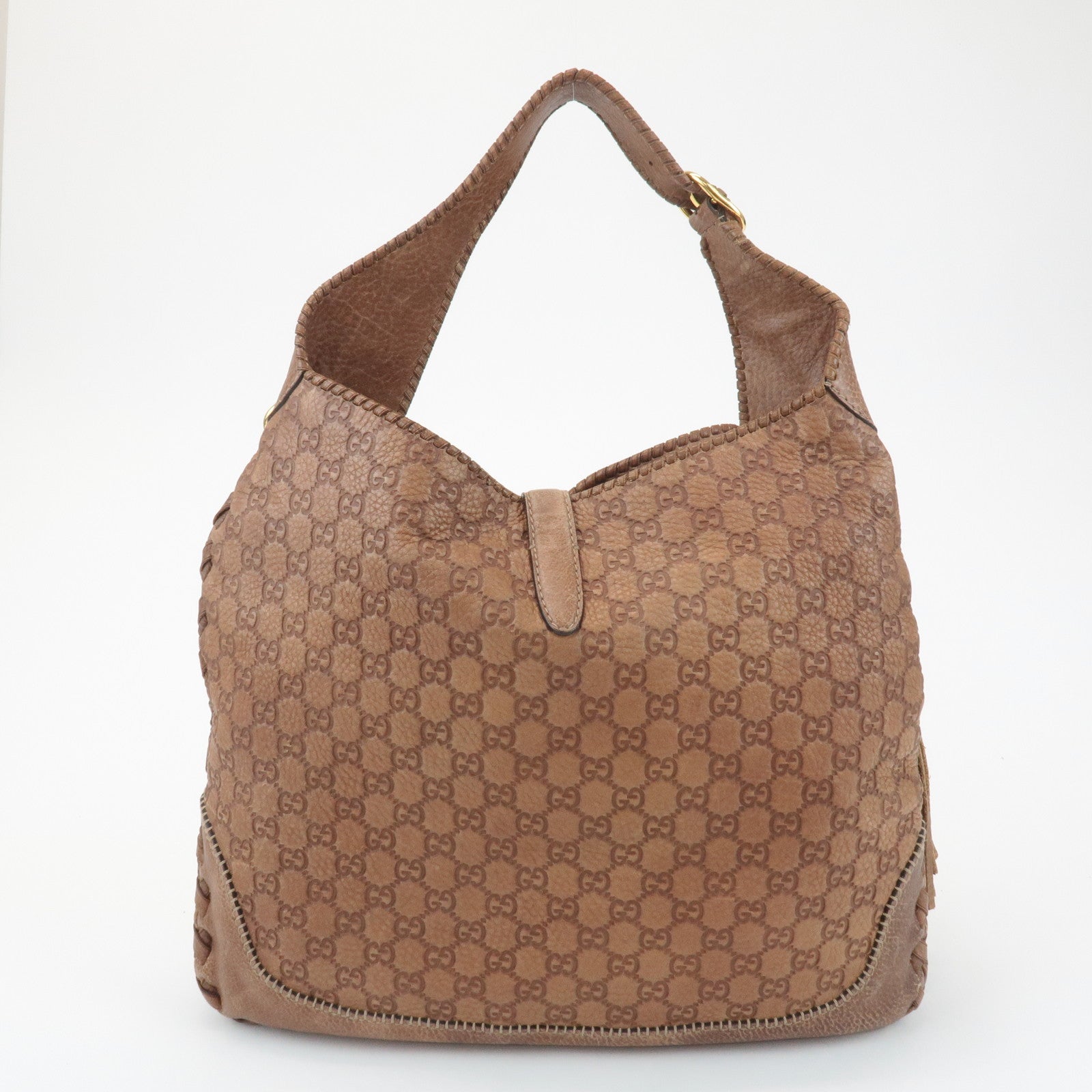 GUCCI New Jackie Bamboo Guccissima Leather Shoulder Bag Brown 218491 Used