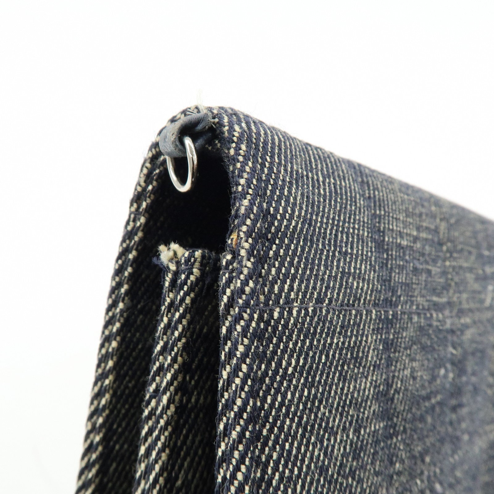 CHANEL Chocolate Bar COCO Mark Denim Clutch Bag Black