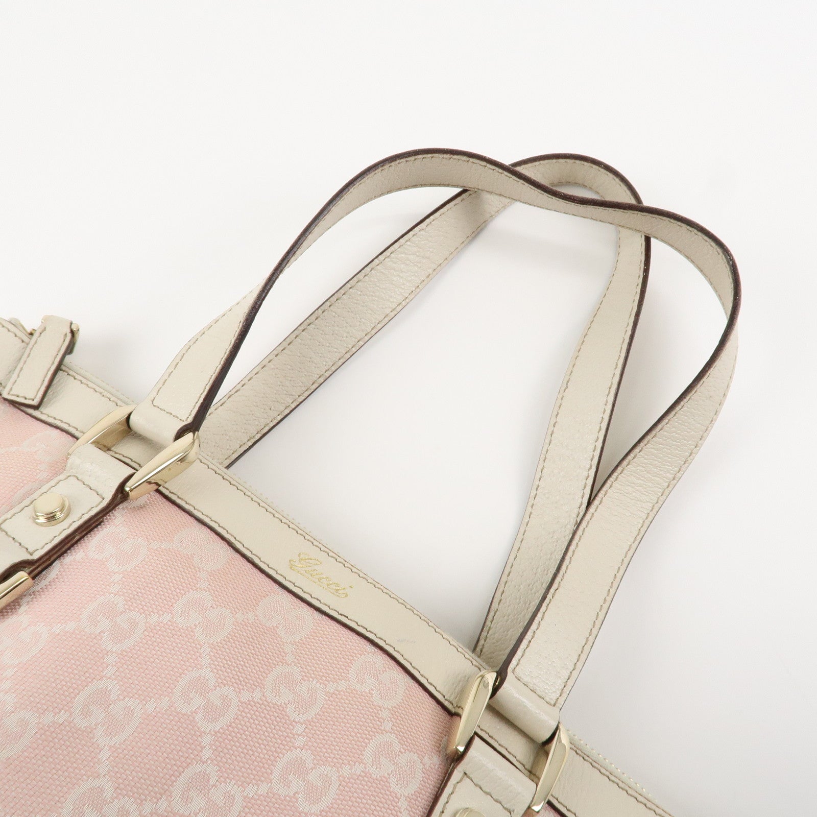 GUCCI Abbey GG Canvas Leather Mini Tote Bag Hand Bag Pink Used