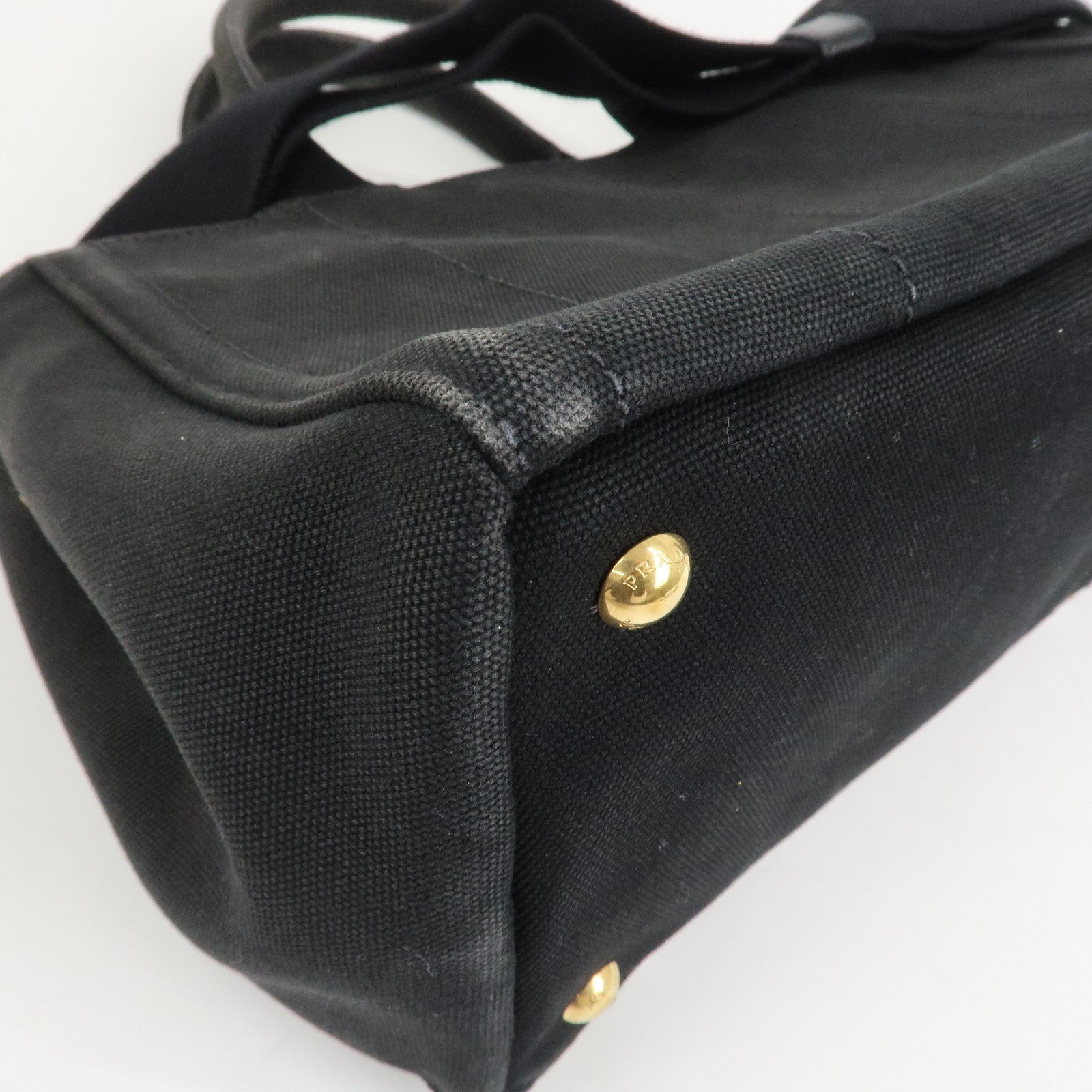 PRADA Triangle Logo Denim Canapa Bijoux 2Way Hand Bag Black B2642B