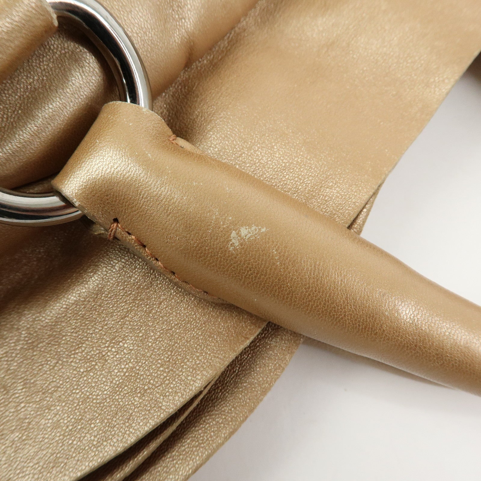 PRADA Frilled Leather Tote Bag Hand Bag Champagne Gold