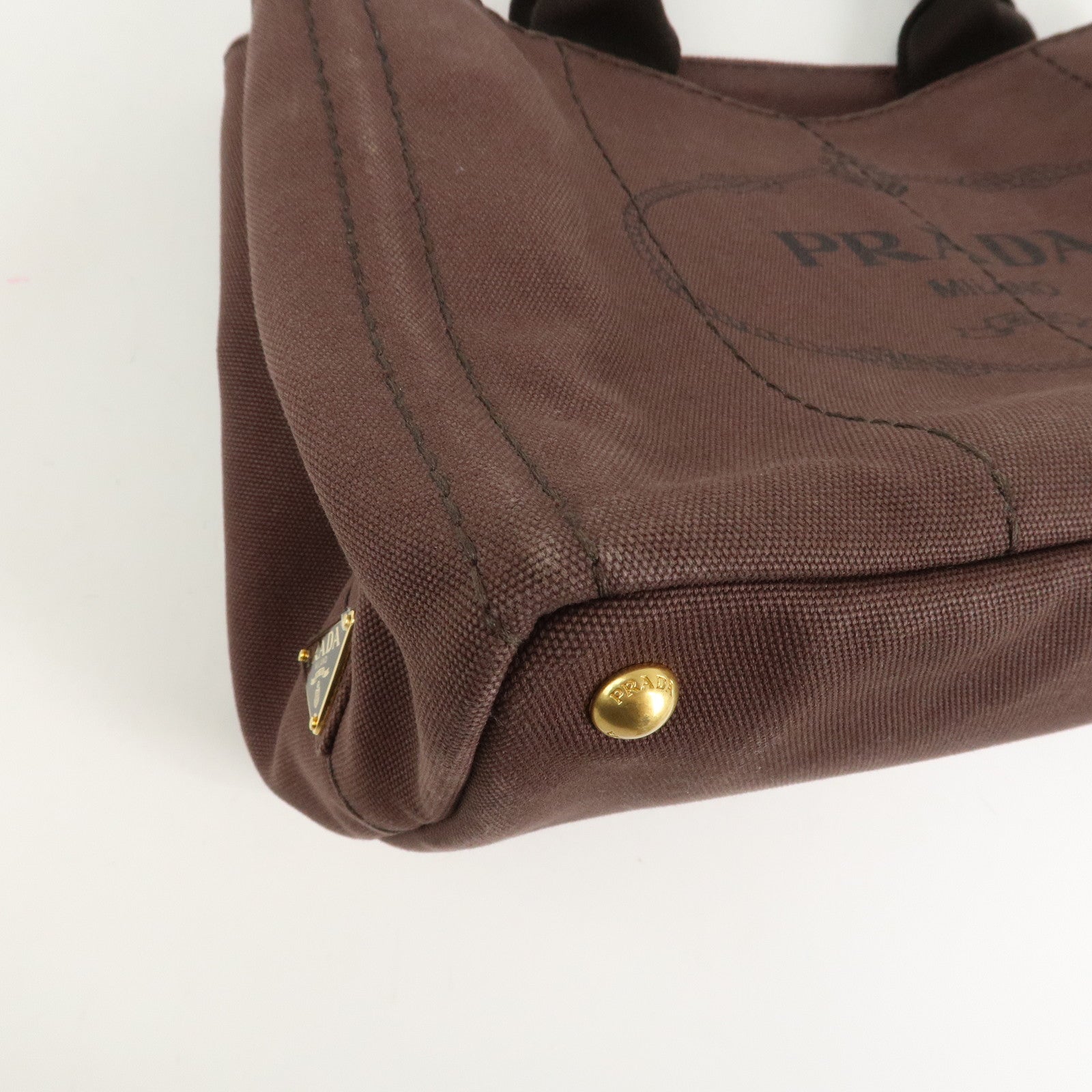 PRADA Logo Canapa 2Way Tote Bag Hand Bag Brown BN2642