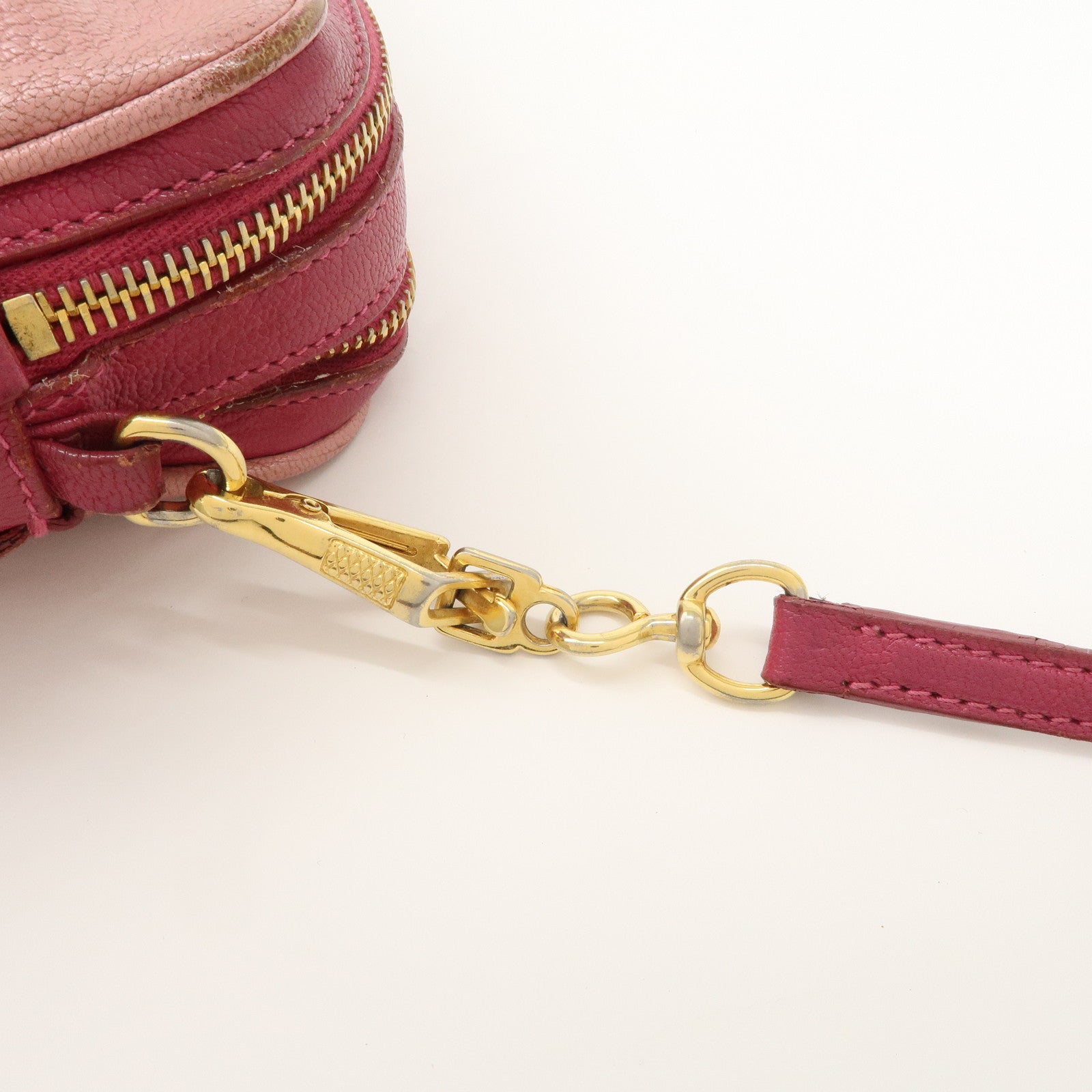 MIU MIU MADRAS BICOLORE Leather Shoulder Bag Crossbody Bag Pink Used