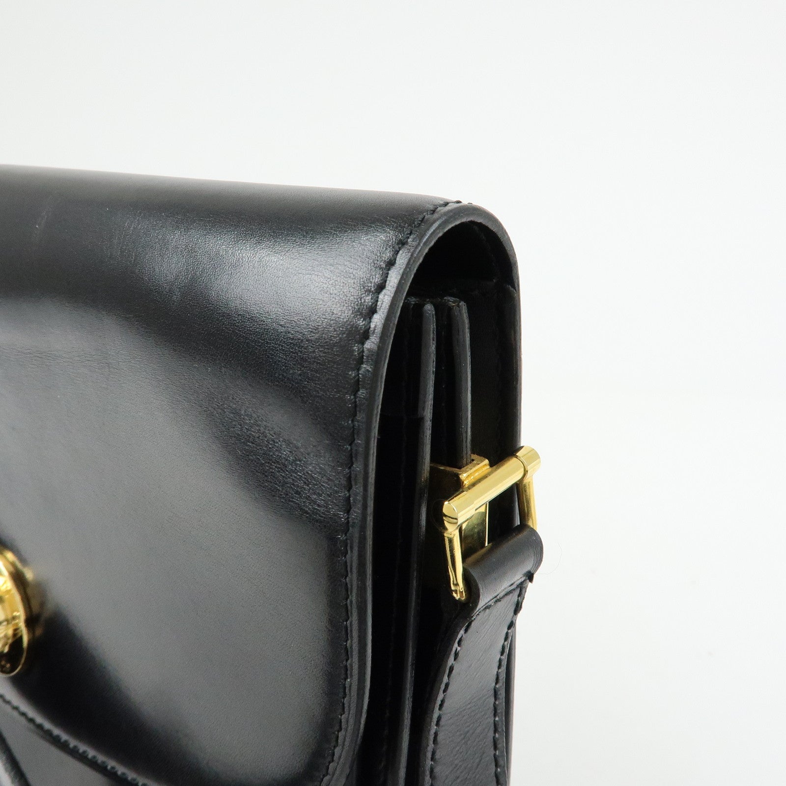 CELINE Leather Shoulder Bag Crossbody Bag Black
