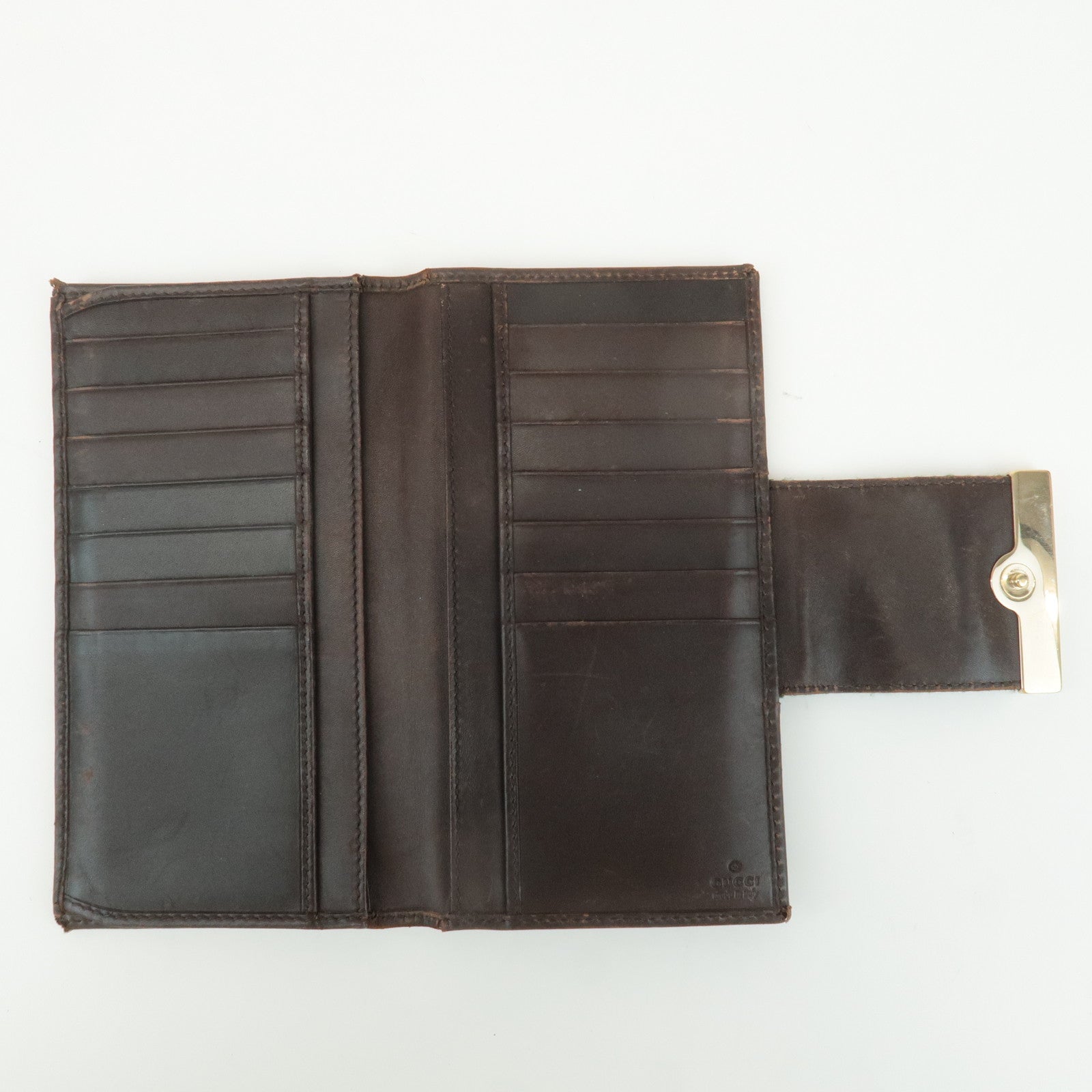 GUCCI Sherry Set of 2 GG Canvas Leather Wallet Brown Black 181672 Used