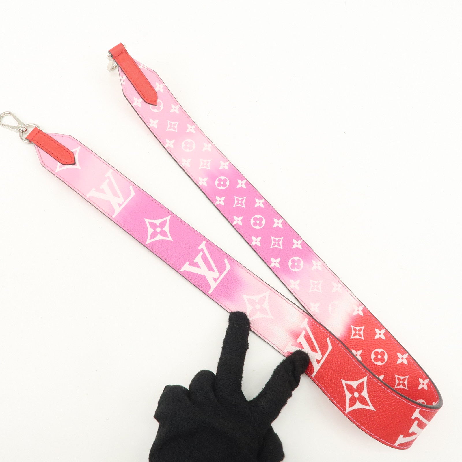 Louis Vuitton LV Escale Leather Shoulder Strap 100cm Pink Red Used