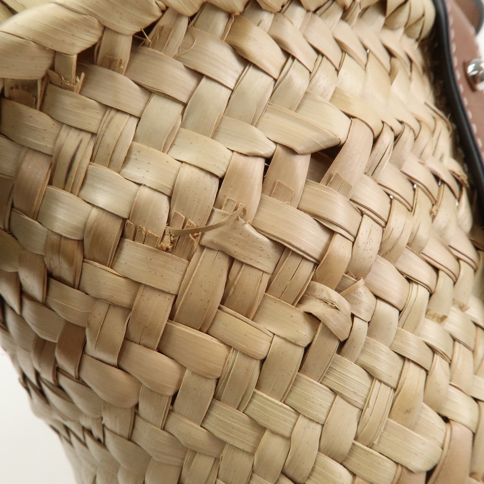 LOEWE Anagram Raffia Calf Leather Hand Bag Tote Bag Natural Tan