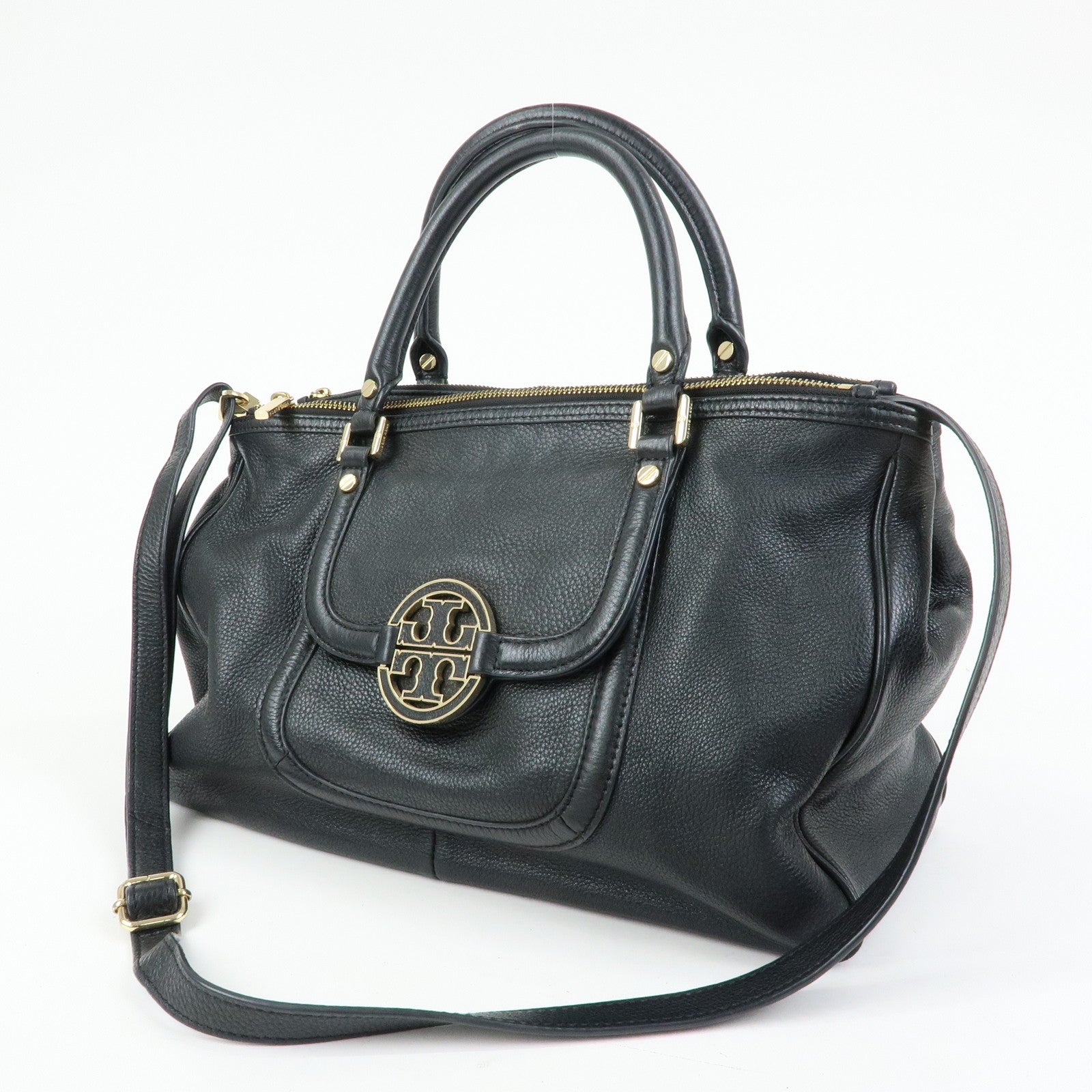 TORY BURCH Amanda Leather 2Way Bag Hand Bag Shoulder Bag Black