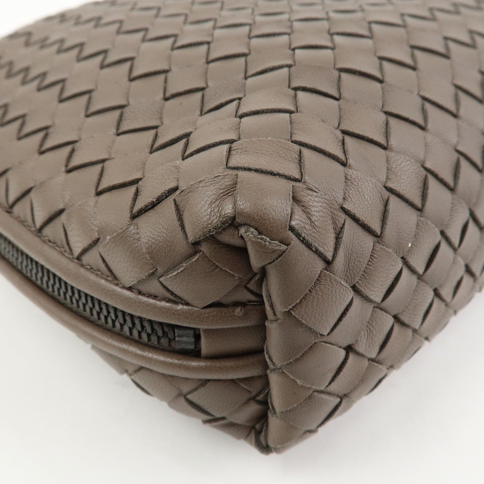 BOTTEGA VENETA Intrecciato Leather Shoulder Crossbody Bag Greige