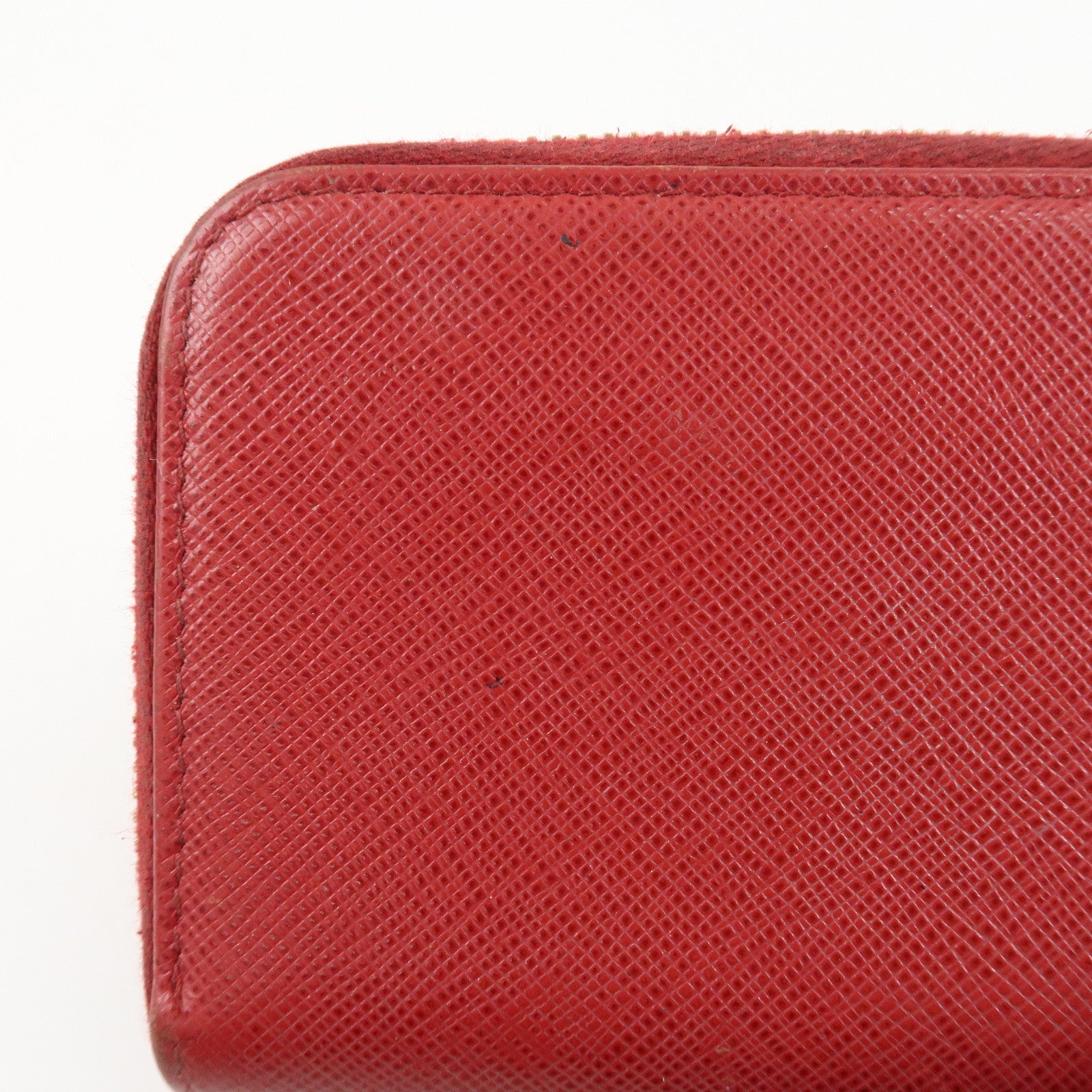 PRADA Triangle Logo Round Zippy Coin Case Red 1MO268 Used