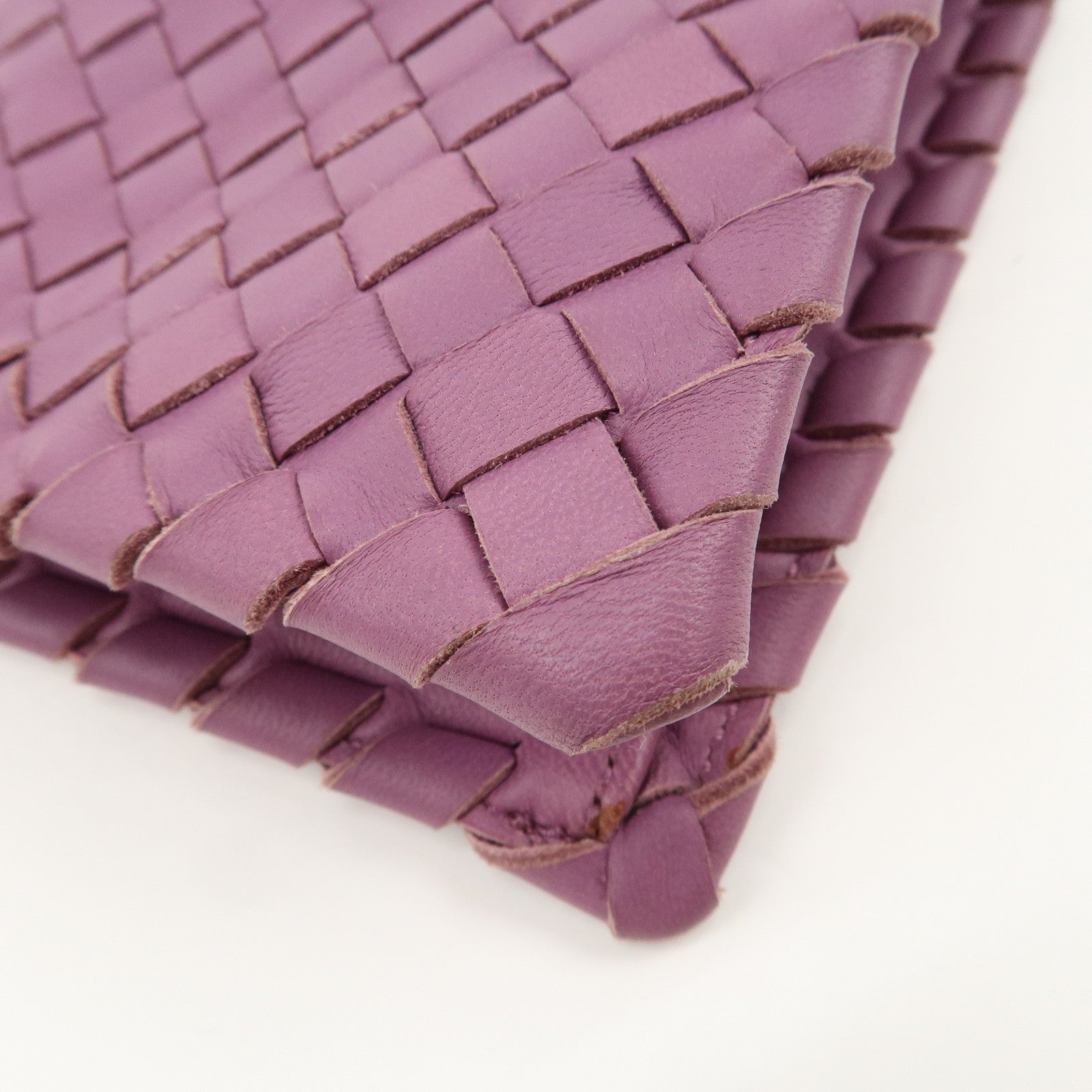 BOTTEGA VENETA Intrecciato Leather Clutch Bag Purple Used