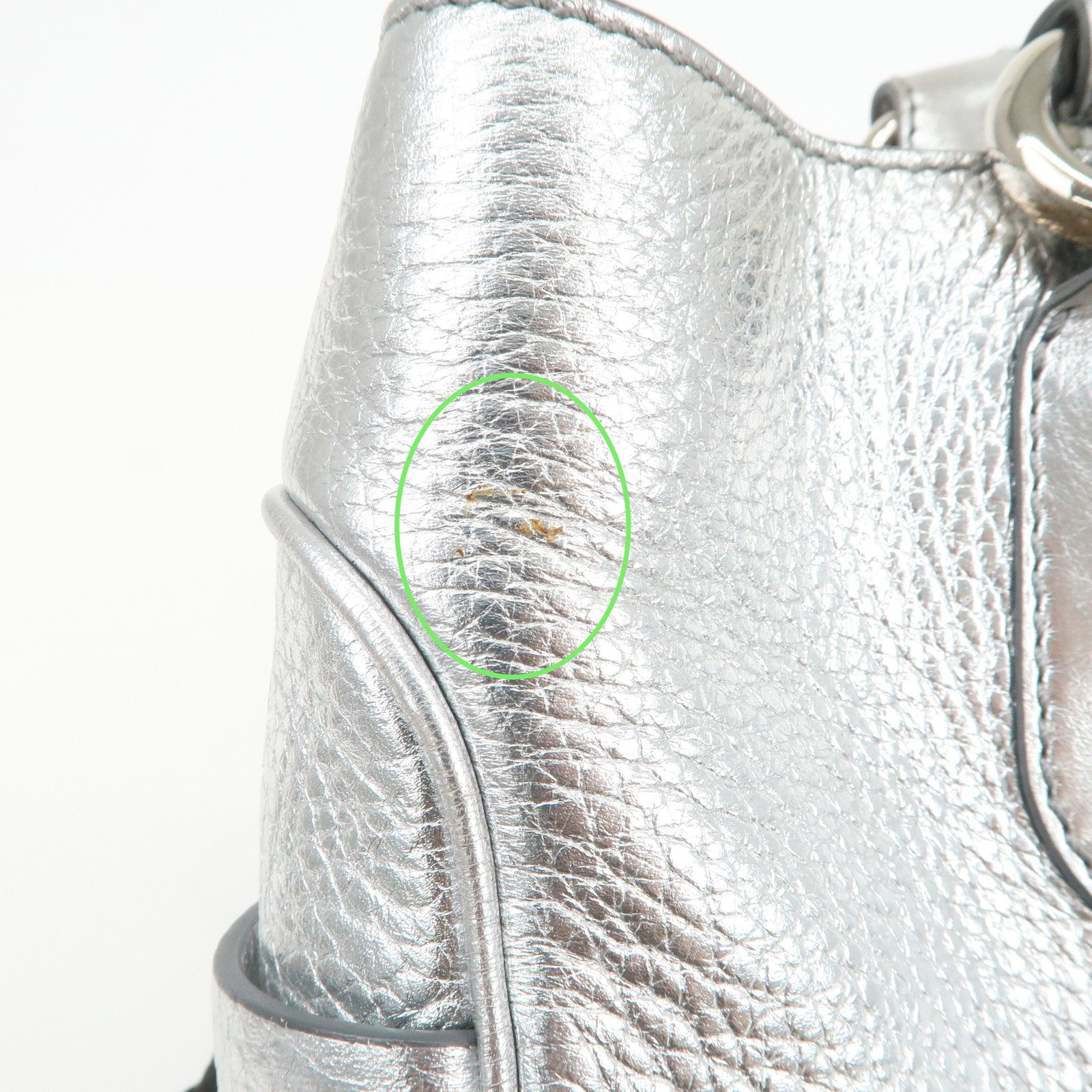 CELINE Leather Boogie Bag Hand Bag Tote Bag Silver