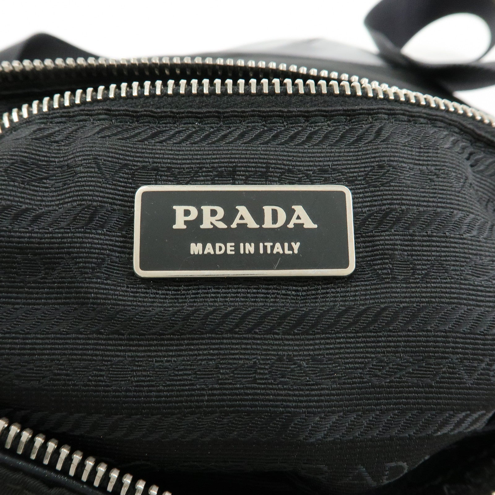PRADA Triangle Logo Nylon Leather Shoulder Bag Black BT0326