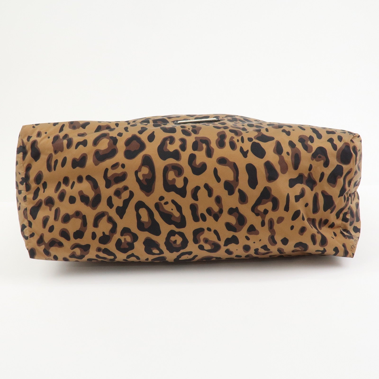 JIMMY CHOO Nylon Tote Bag Shoulder Bag Leopard Brown Black