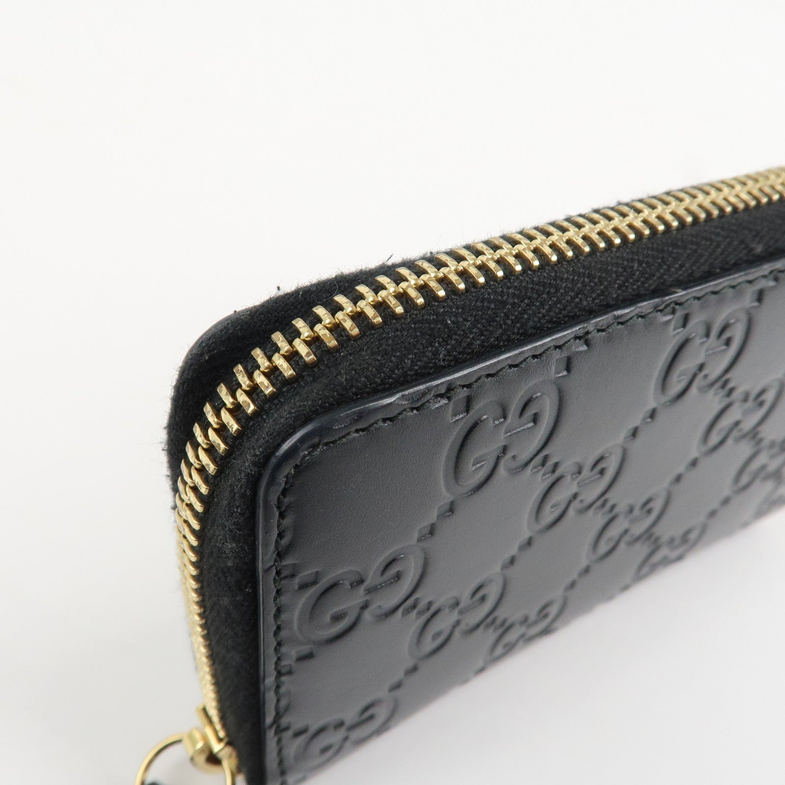 GUCCI Guccissima Leather Card Case Card Holder Black 447939 Used