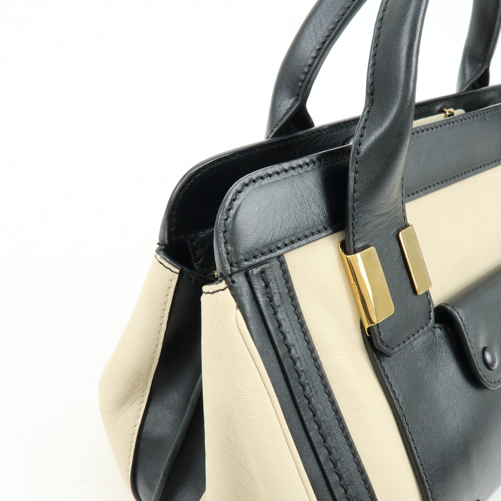 Chloe Leather Alice Mini Bag 2Way Bag Shoulder Hand Bag Black Ivory