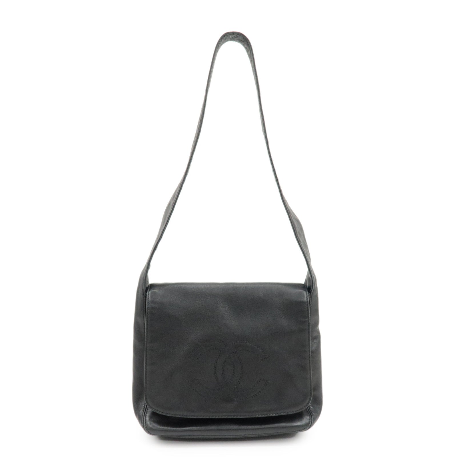 CHANEL COCO Mark Lamb Skin Shoulder Bag Crossbody Bag Used