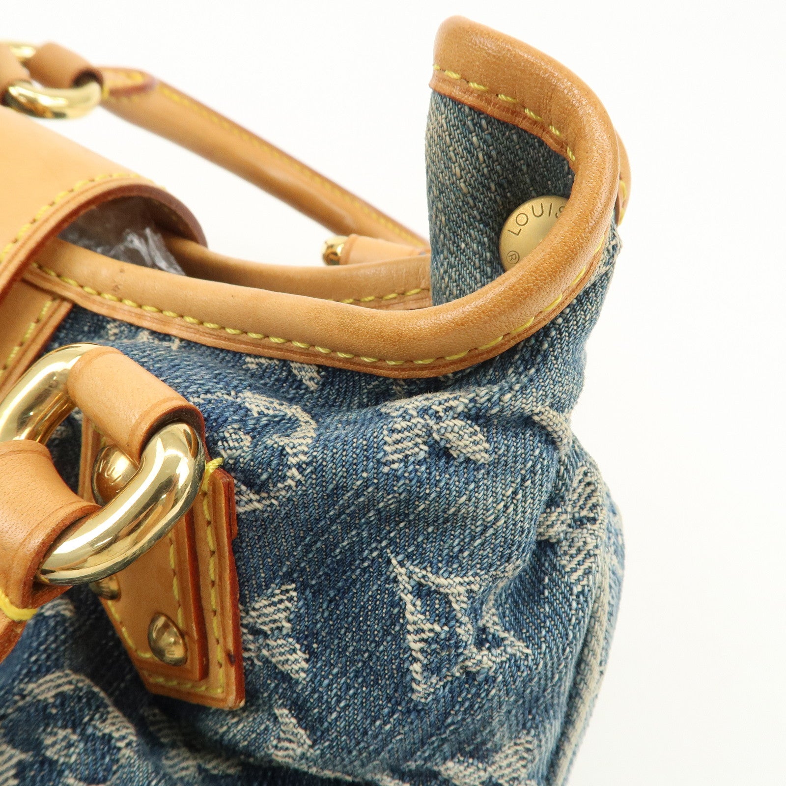 Louis Vuitton Monogram Denim Pleaty Hand Bag Blue M95020