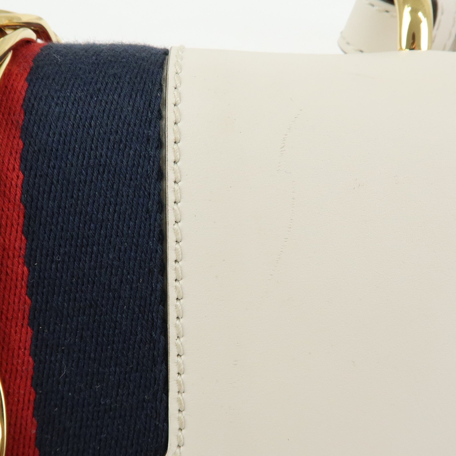GUCCI Sylvie Sherry Leather Shoulder Bag Crossbody Bag Ivory 421882
