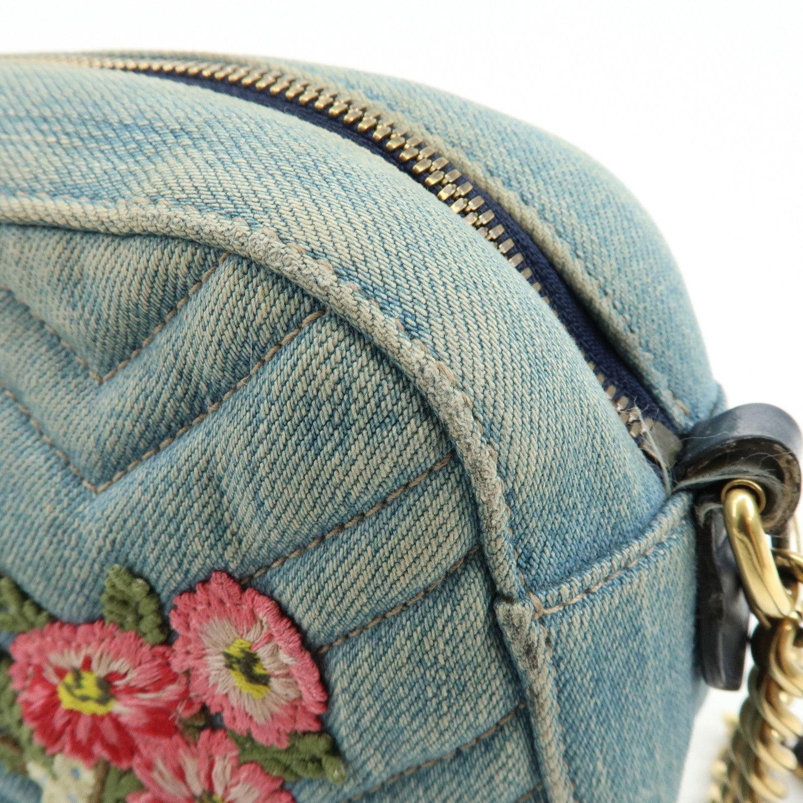 GUCCI GG Marmont Flower Embroidery Leather Shoulder Bag 447632
