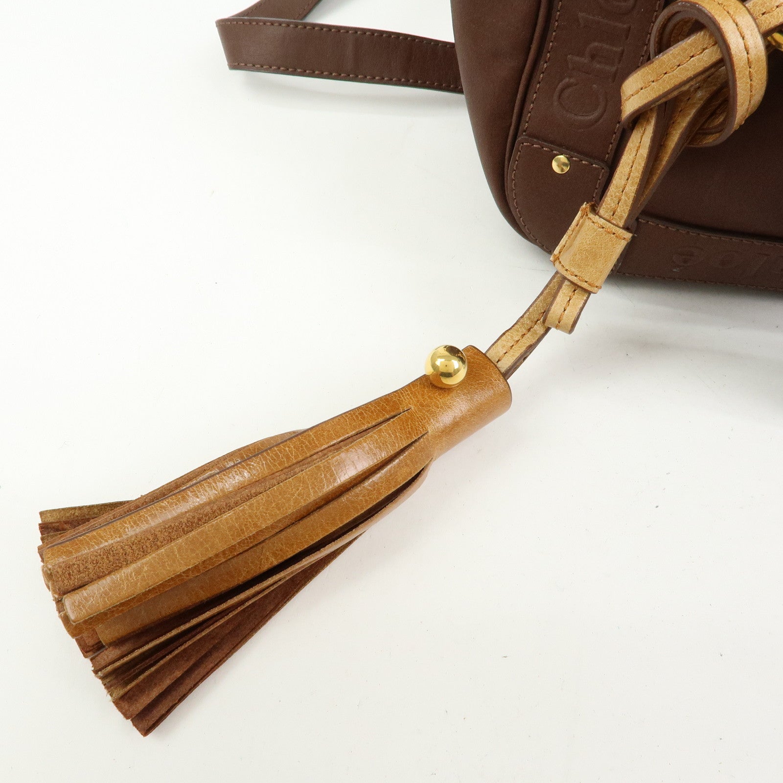 Chloe Eden Leather Shoulder Bag Crossbody Bag Tassel Dark Brown