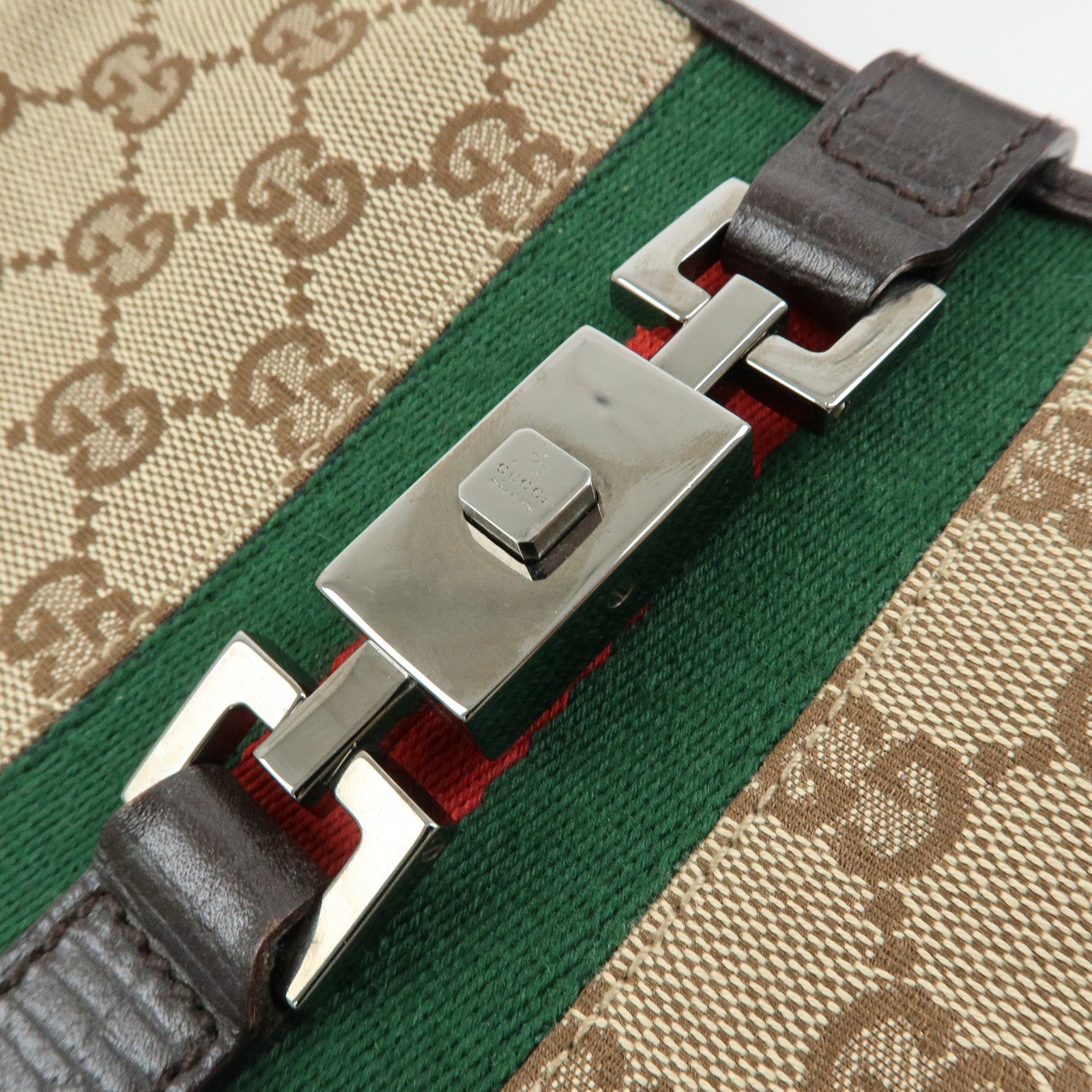 GUCCI Sherry Jackie GG Canvas Leather Shoulder Bag Hand Bag 00963