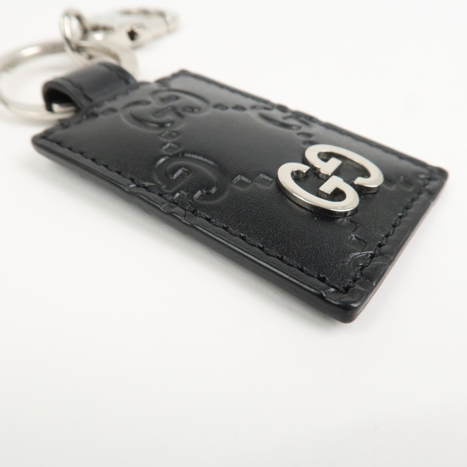 GUCCI Guccissima Dorian Leather Bag Key charm Black 479136
