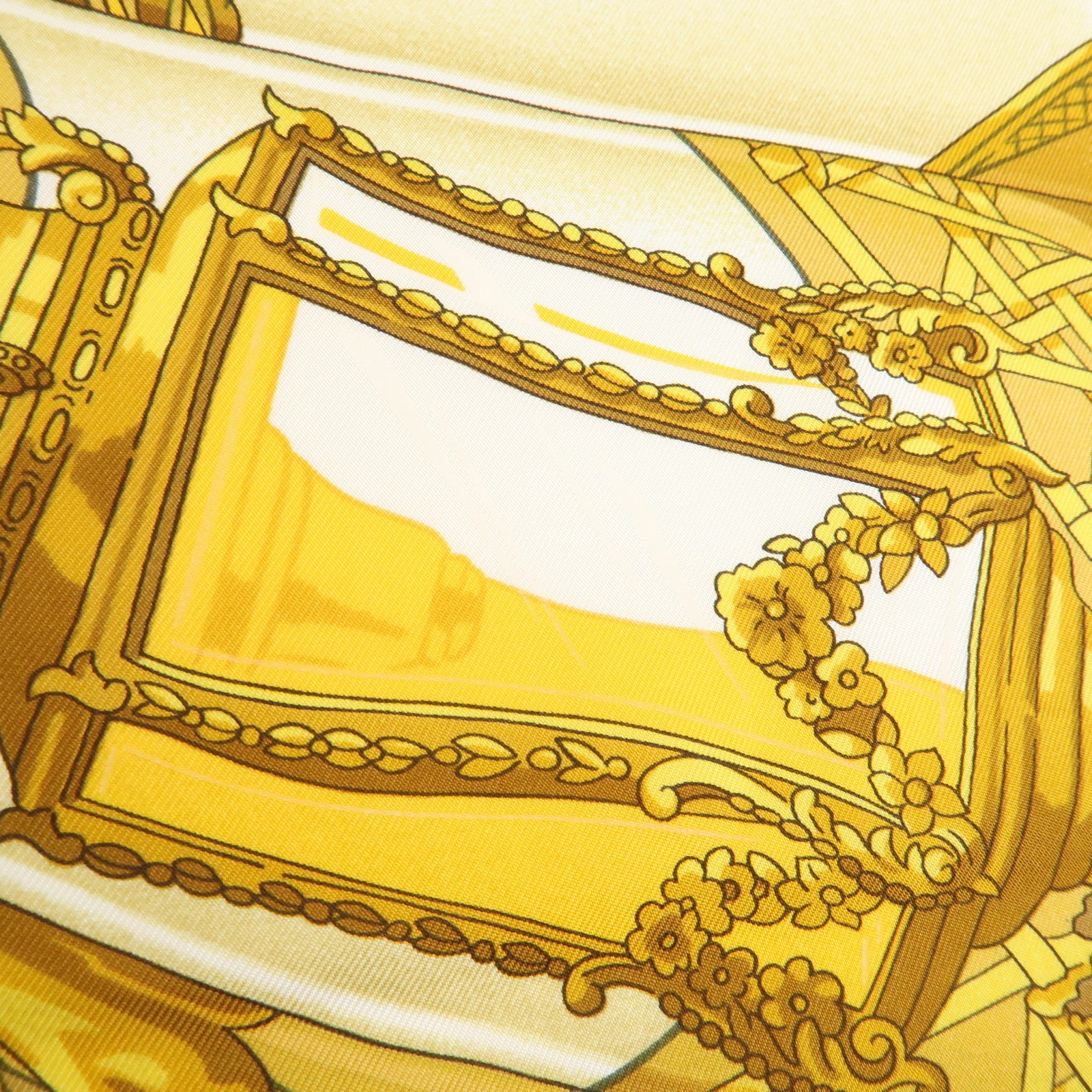 HERMES Carre 90 Silk 100% Scarf Soleil de Soie Gold Red Navy