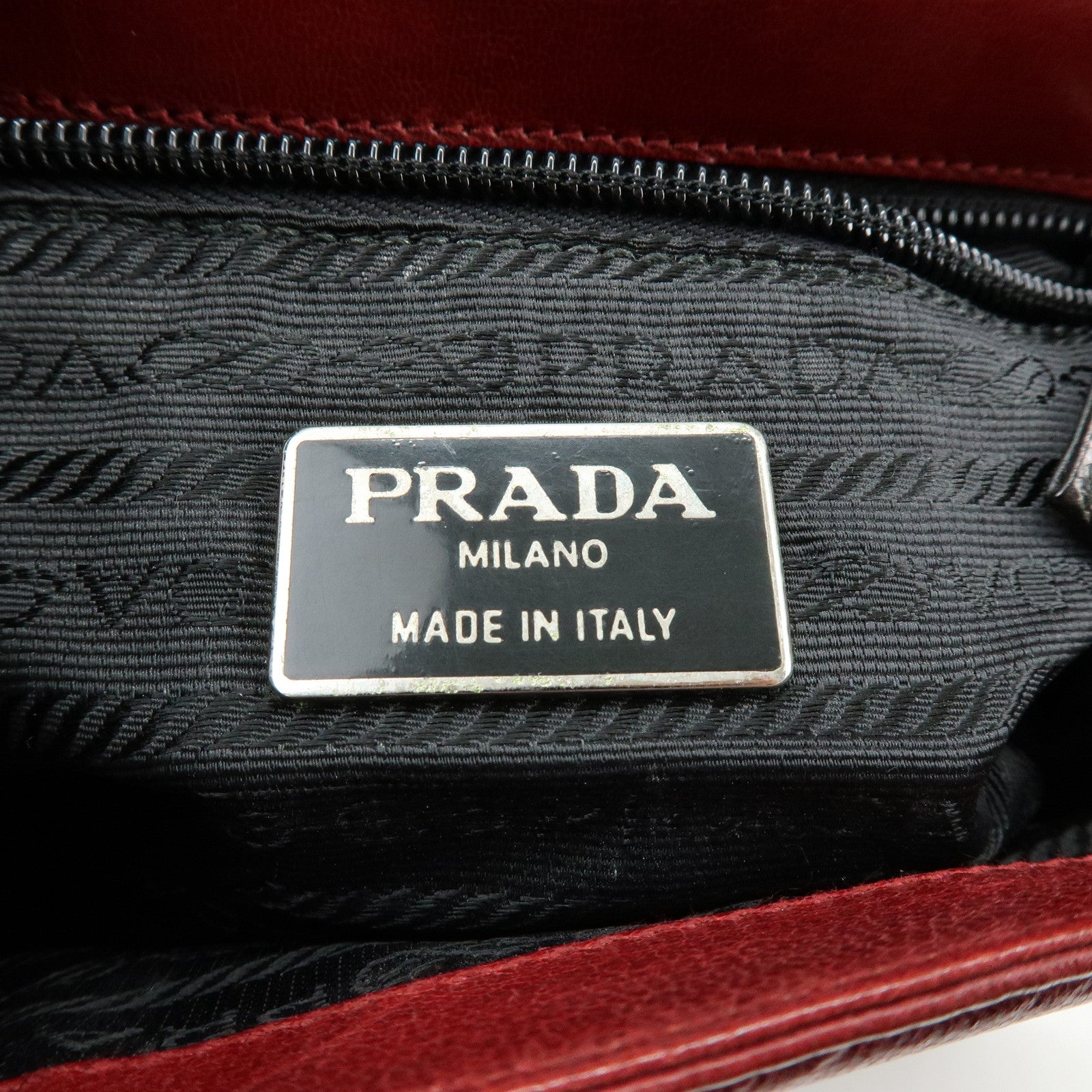 PRADA Logo Leather Plastic Chain Shoulder Bag Hand Bag Red