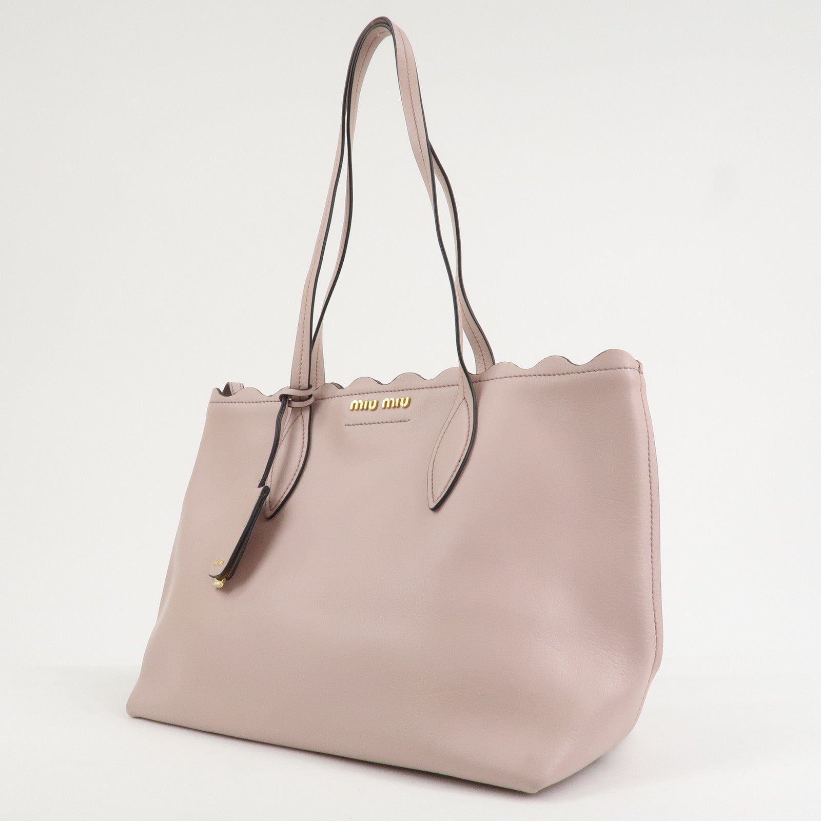 MIU MIU Leather Flower Tote Bag Shoulder Bag Pink 5BG054