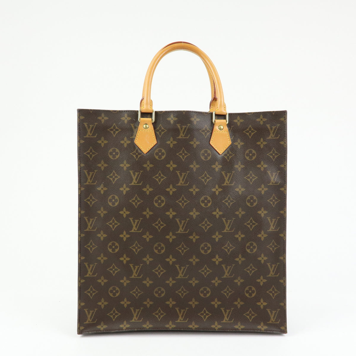 Louis Vuitton Monogram Sac Plat Tote Bag Hand Bag Brown M51140