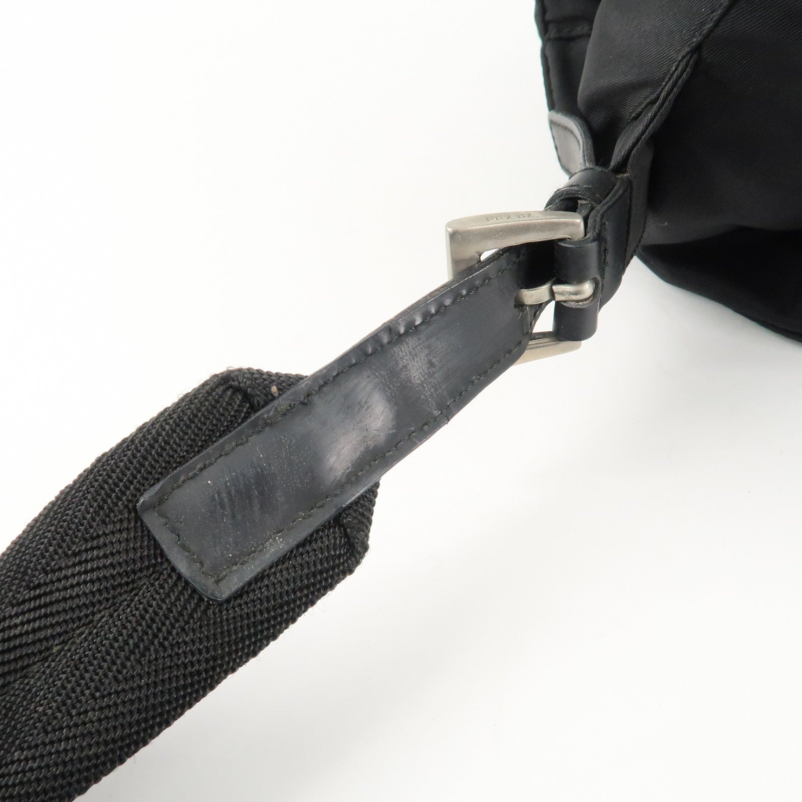 PRADA Triangle Logo Nylon Leather Backpack Ruck Sack Black 1BZ005 Used