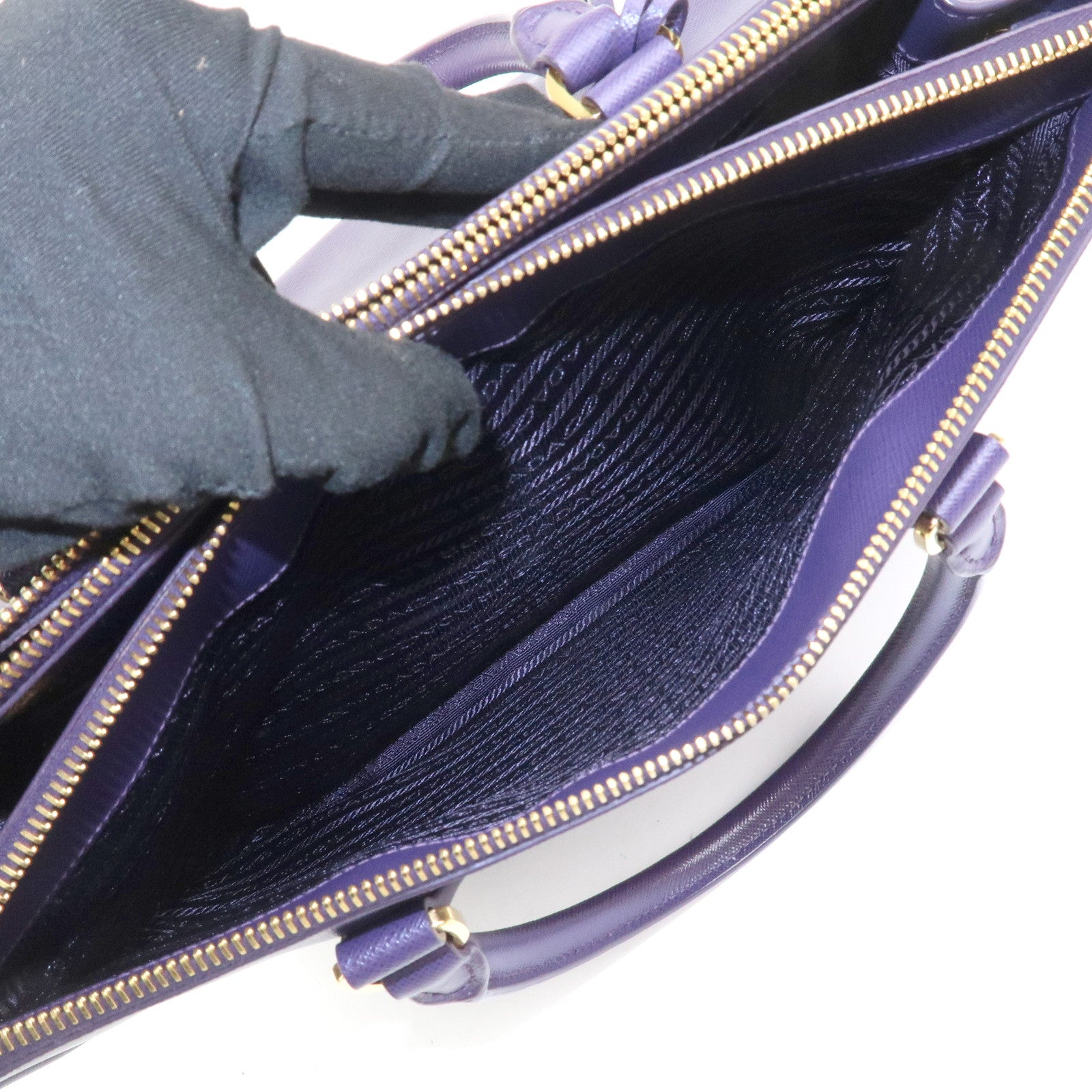 PRADA Saffiano Leather Galleria 2Way Bag Hand Bag Purple BN1786