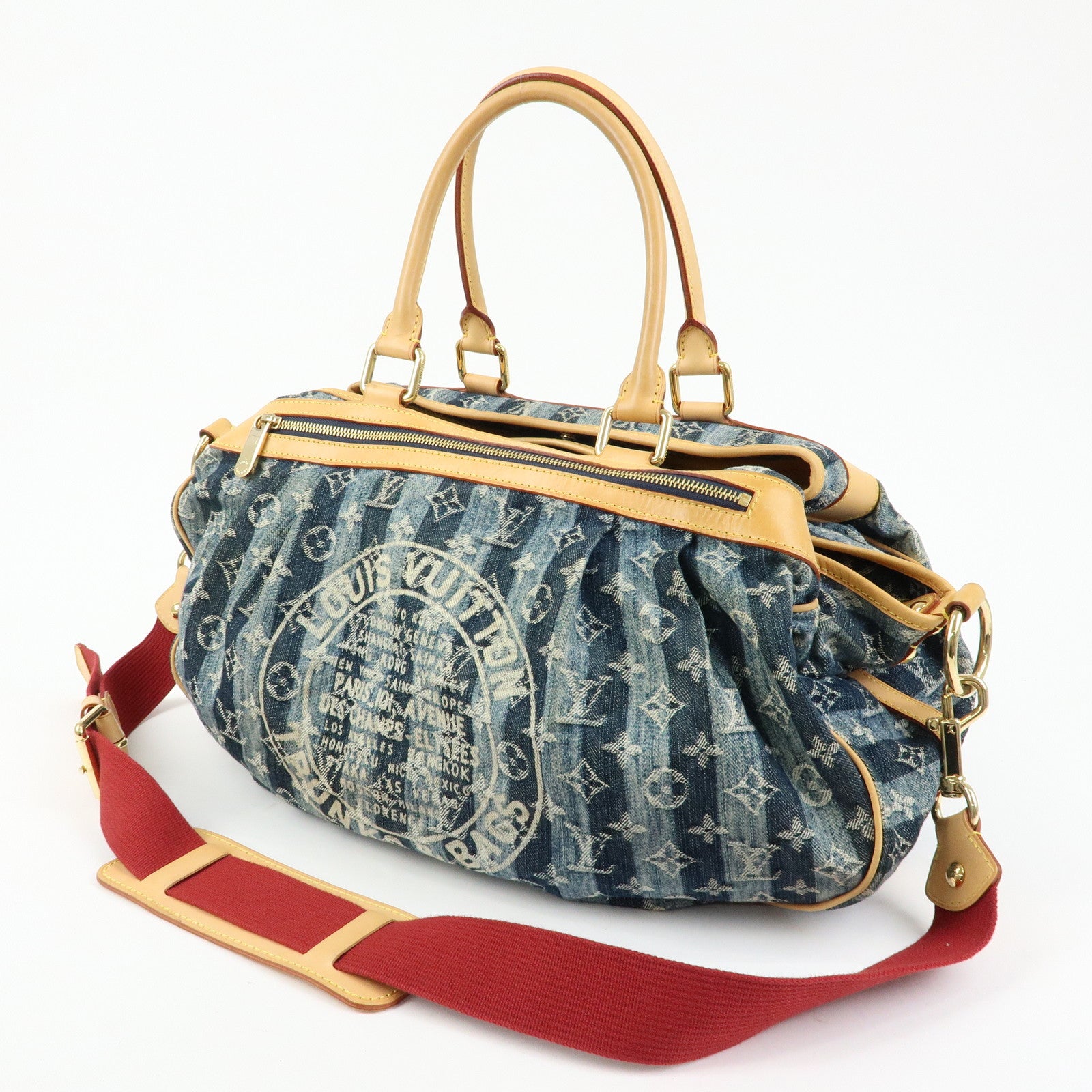Louis Vuitton Monogram Denim Cabas Raye GM 2Way Hand Bag M95336