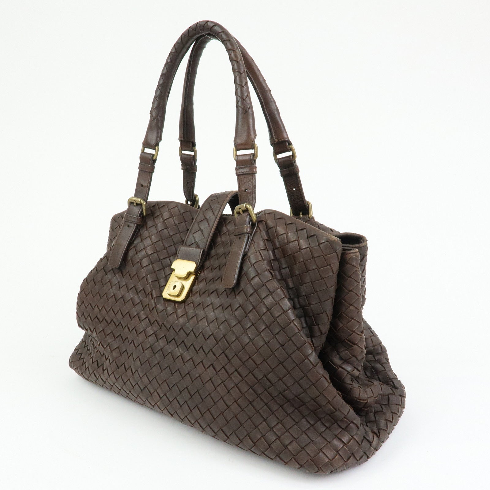 BOTTEGA VENETA Intrecciato Leather Tote Bag Hand Bag Brown