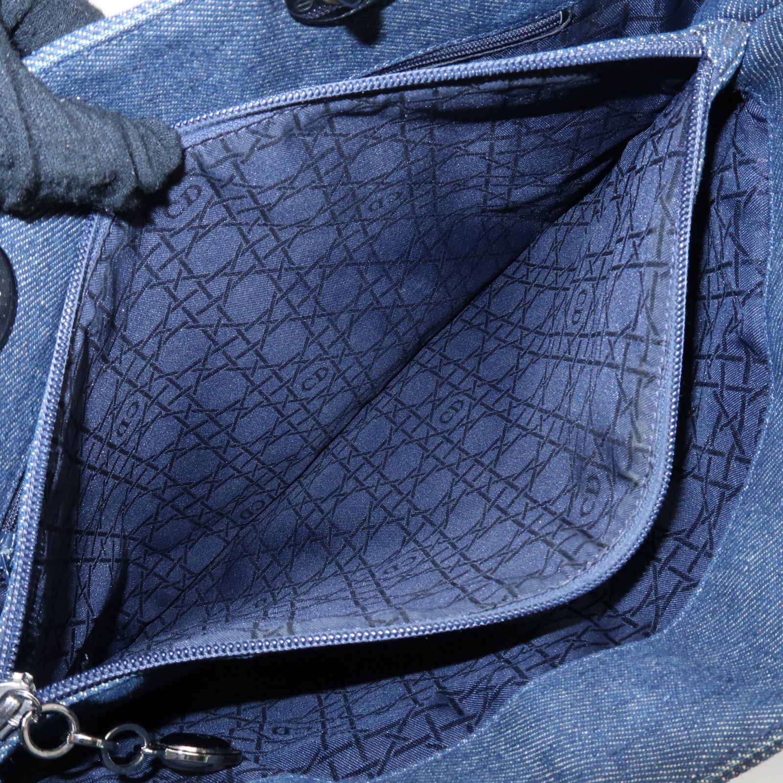 Christian Dior Cannage 2way Denim Tote Bag Navy Used