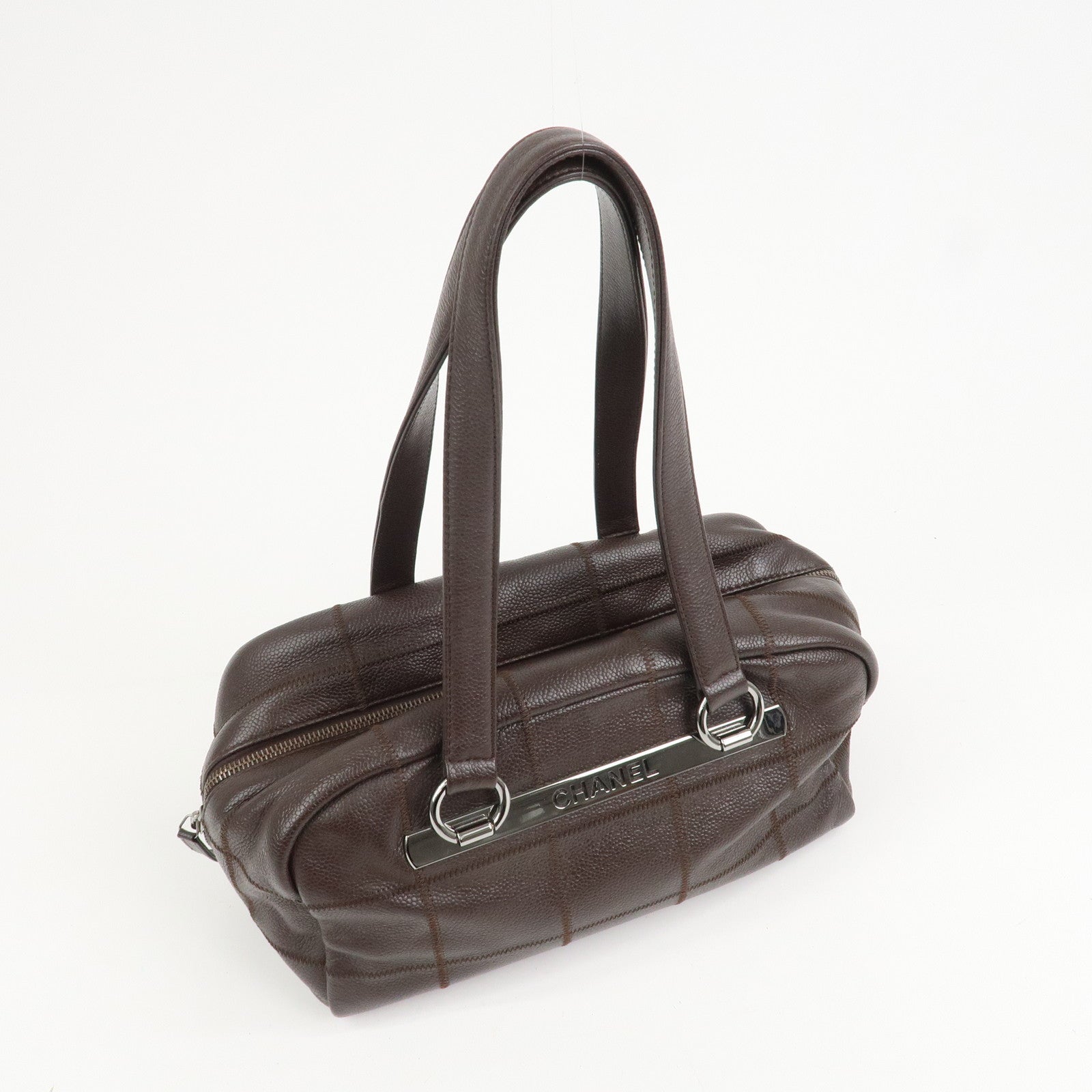 CHANEL Chocolate Bar Caviarskin Boston Bag Shoulder Bag Brown A26135