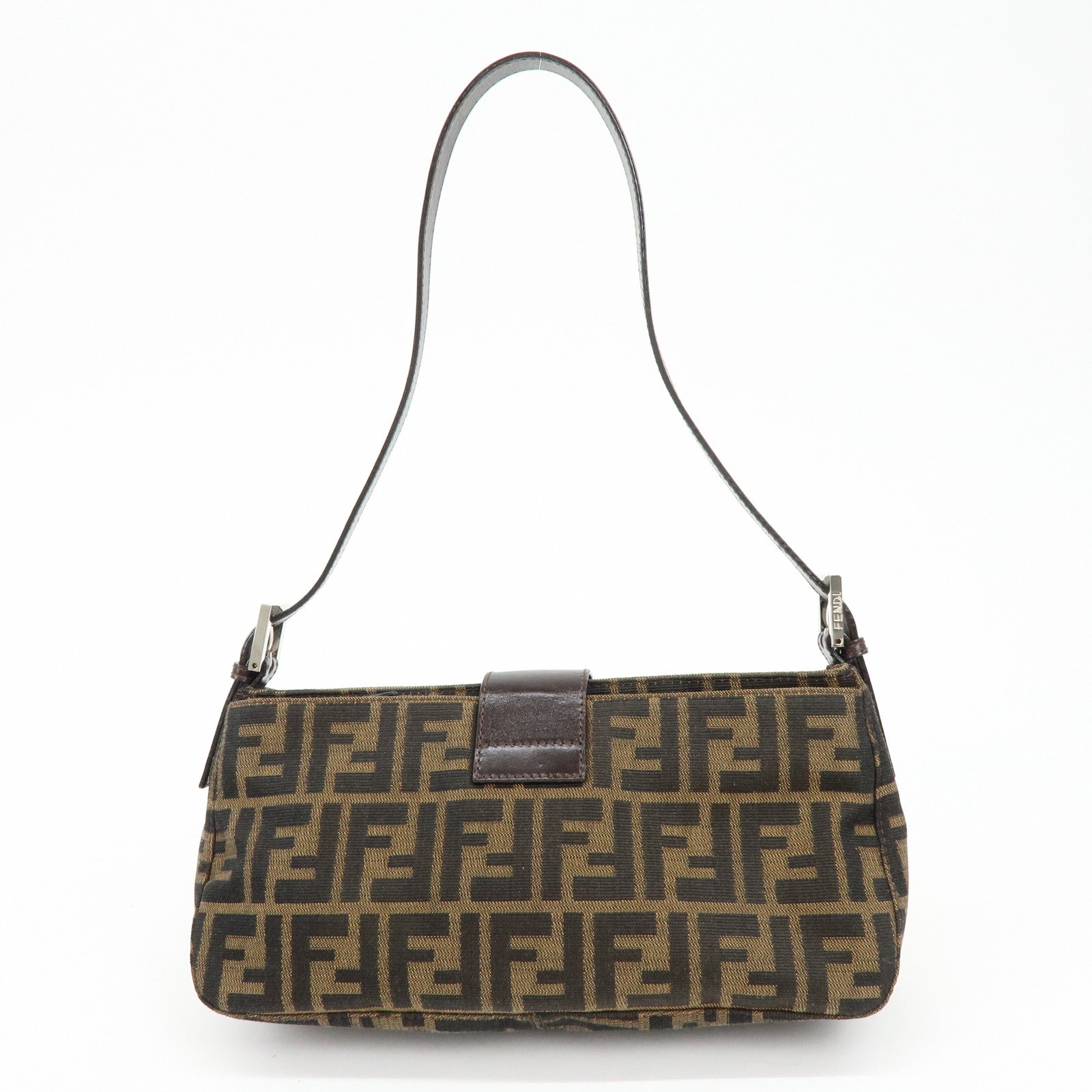 FENDI Zucca Canvas Leather Hand Bag Shoulder Bag Brown 26722