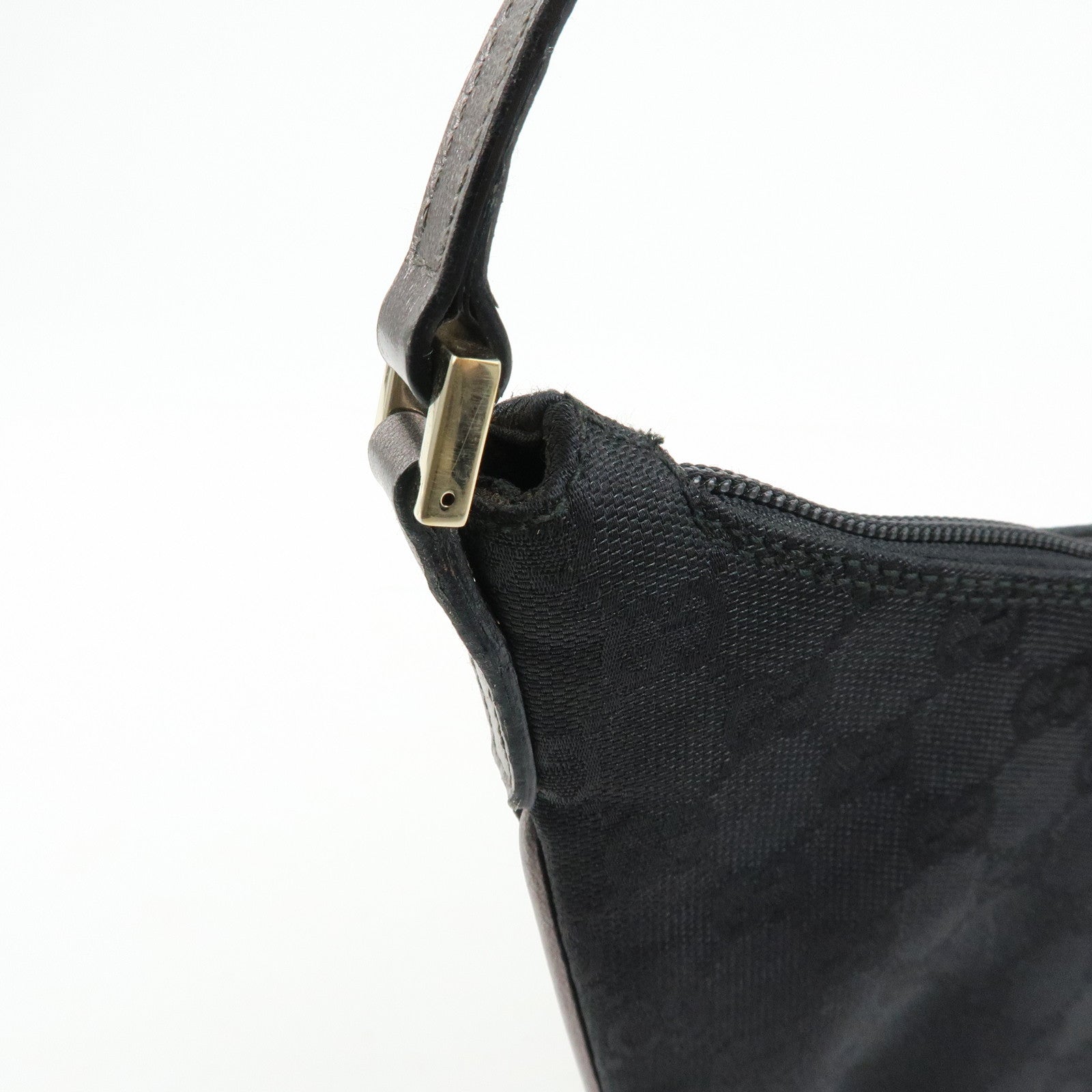 GUCCI GG Canvas Leather Shoulder Bag Hand Bag Black 005.0813