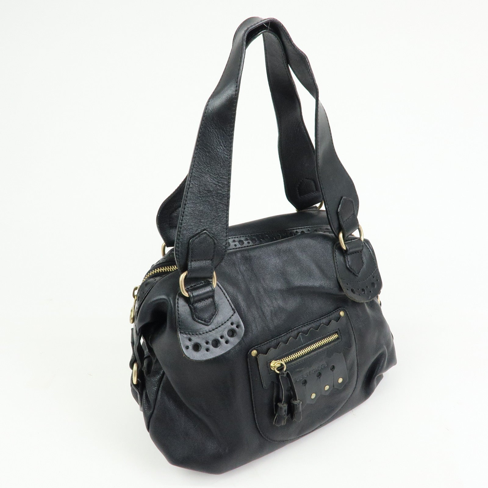 Chloe See by Chloe Leather Shoulder Bag Hand Bag Black