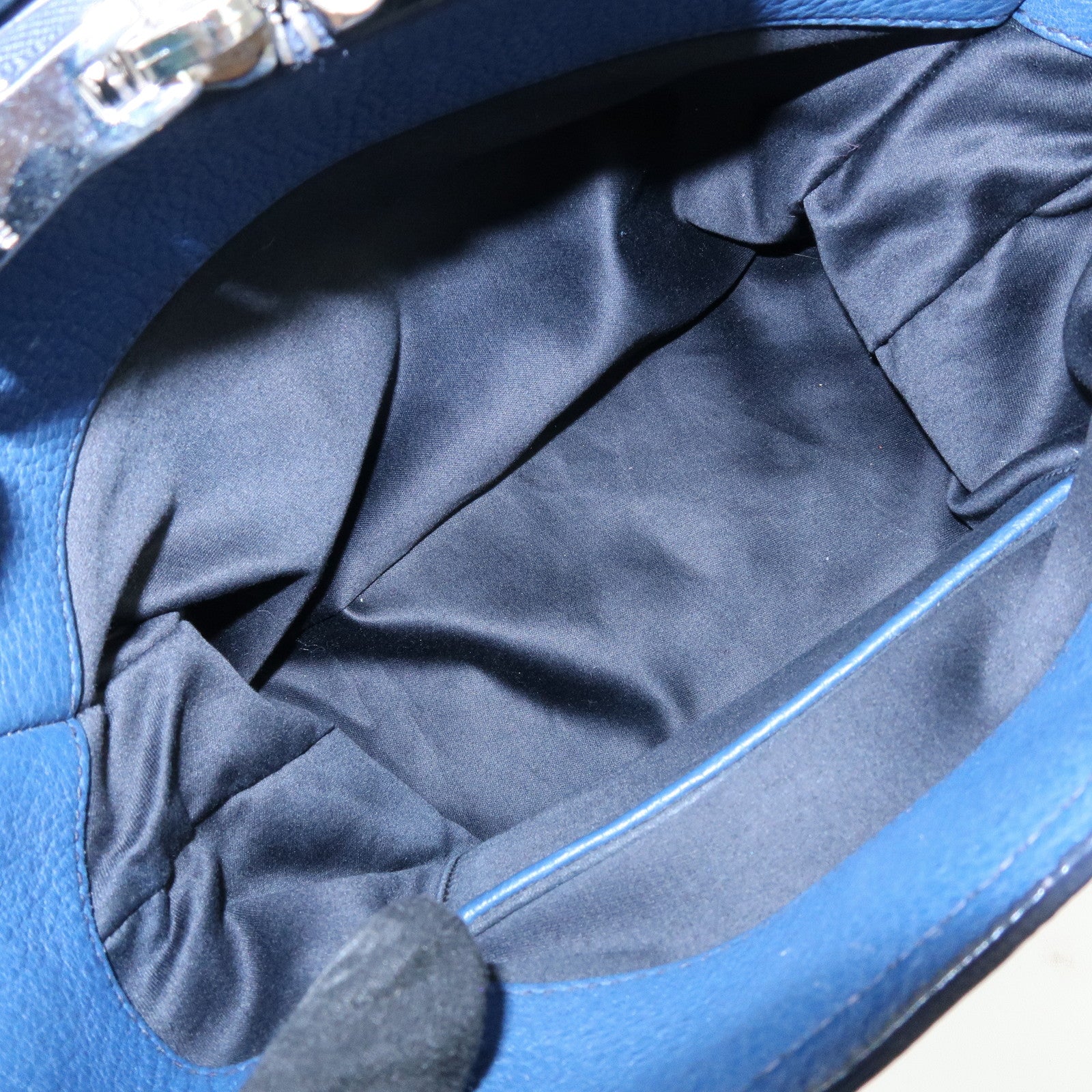 MIU MIU Leather 2Way Bag Hand Bag Shoulder Crossbody Bag Blue