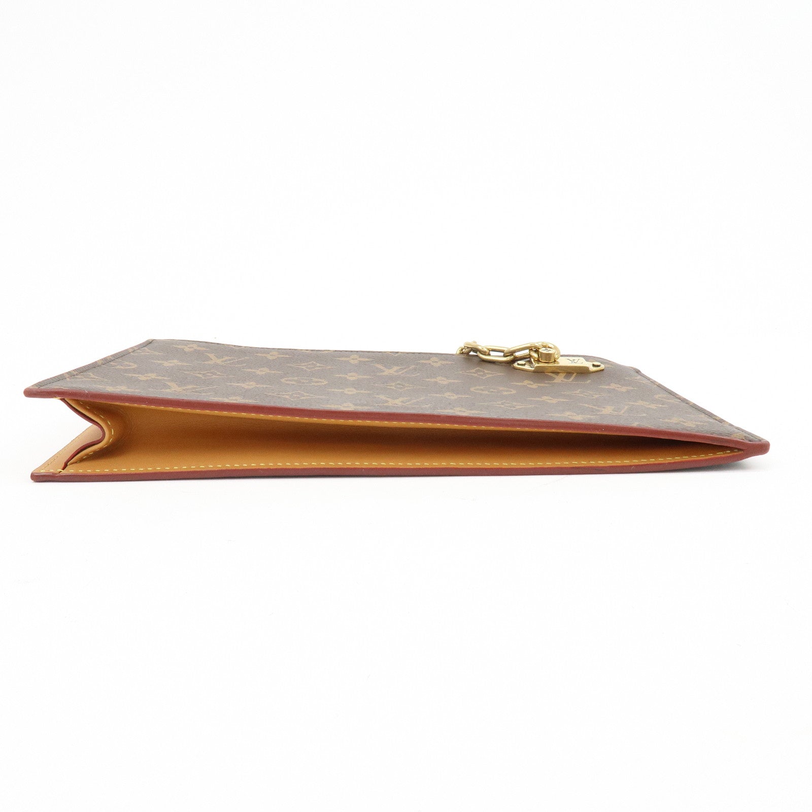 Louis Vuitton Monogram Chain Clutch Bag Pouch Brown M55646