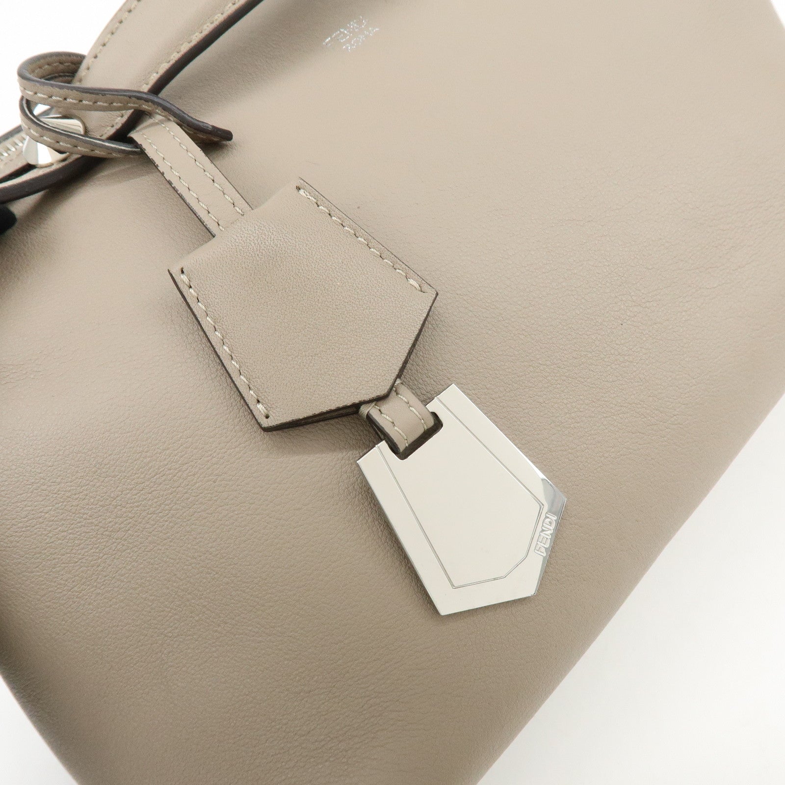 FENDI BY THE WAY Medium Leather 2Way Hand Bag Greige 8BL124