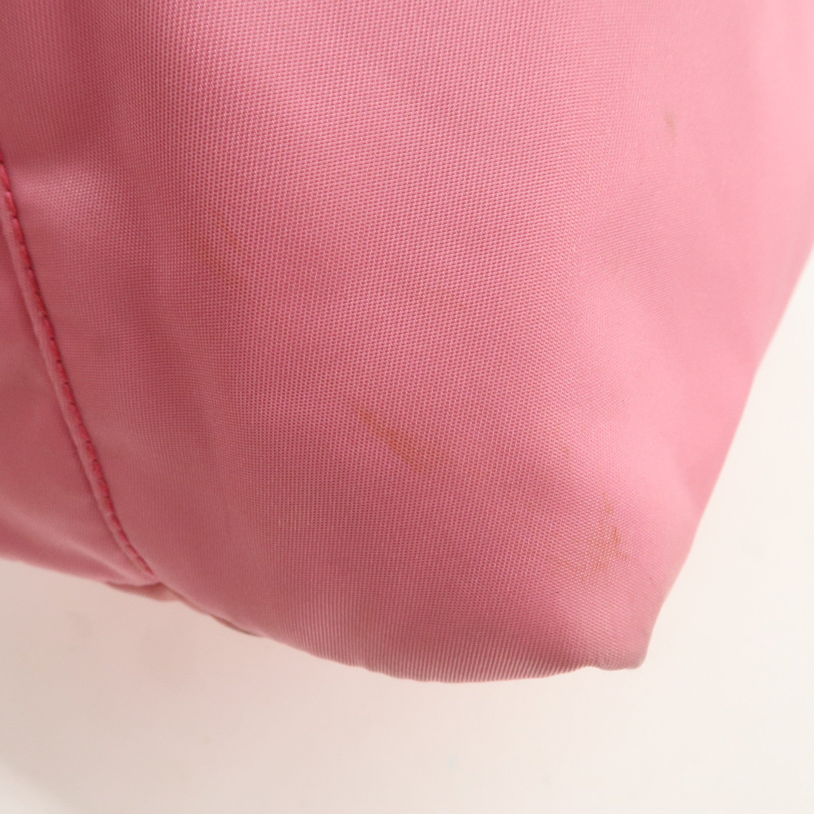 PRADA Triangle Logo Nylon Patent Leather Tote Bag Shoulder Bag Pink